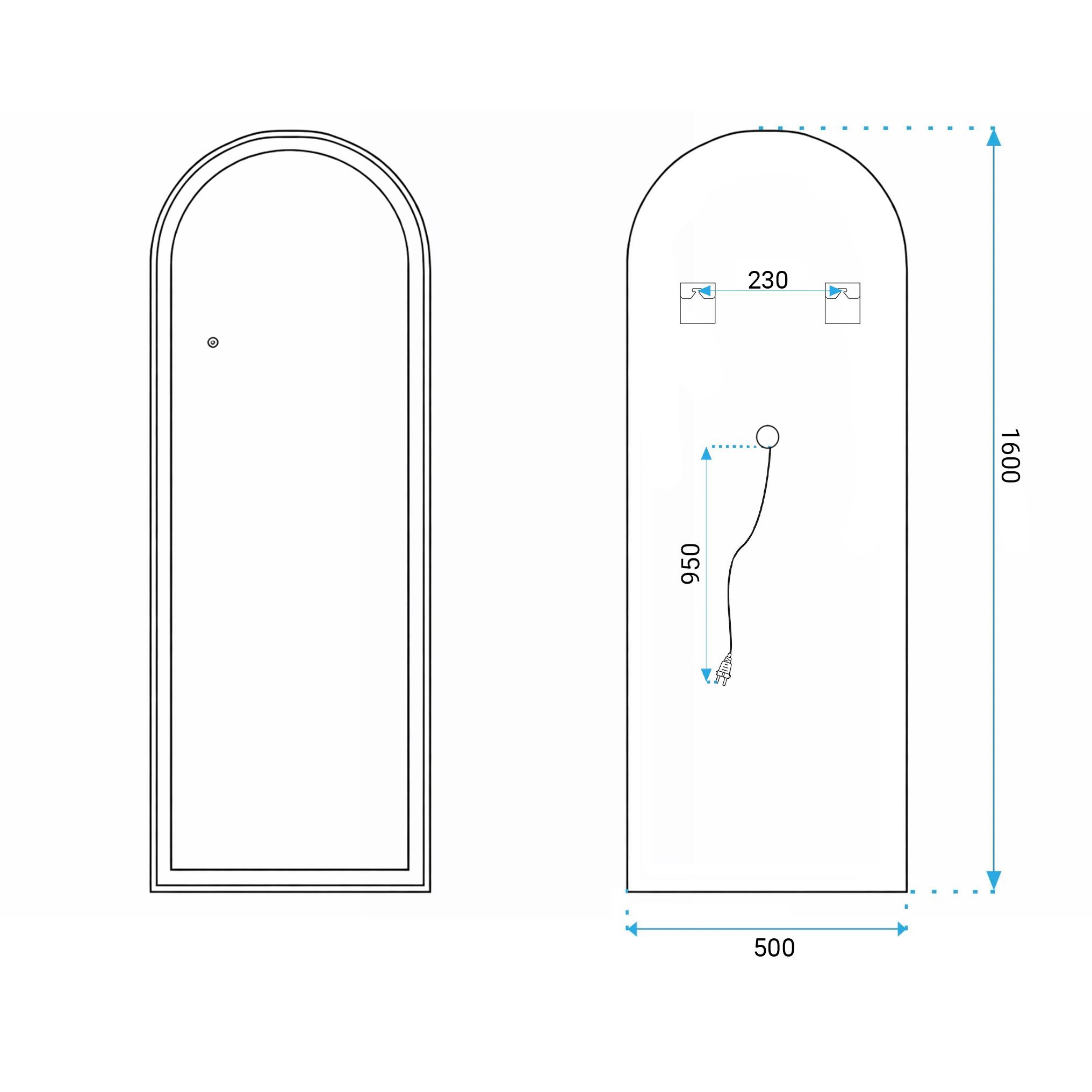rea Veidrodis LED Orbit 50x160cm Baltas aprašymas - Prekės nuotrauka