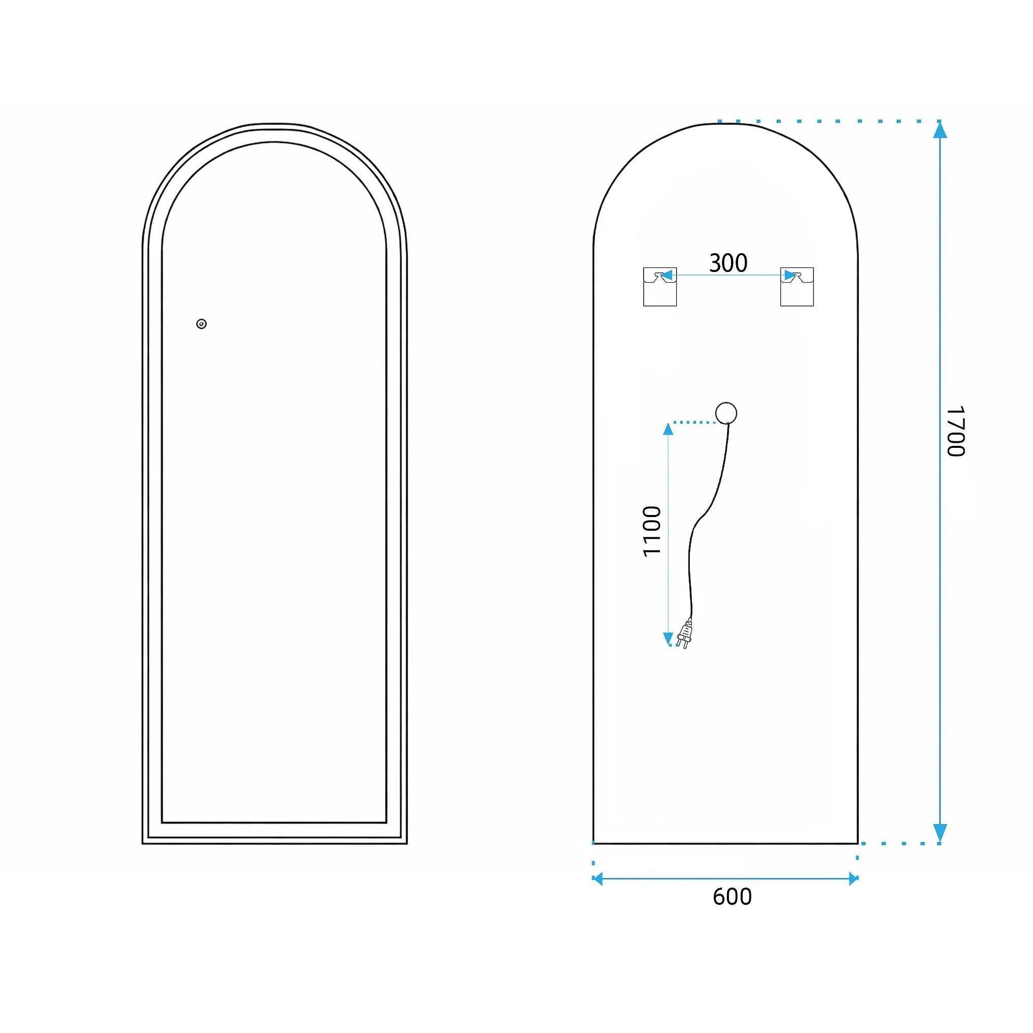 rea Veidrodis LED Orbit 60x170cm Baltas aprašymas - Prekės nuotrauka