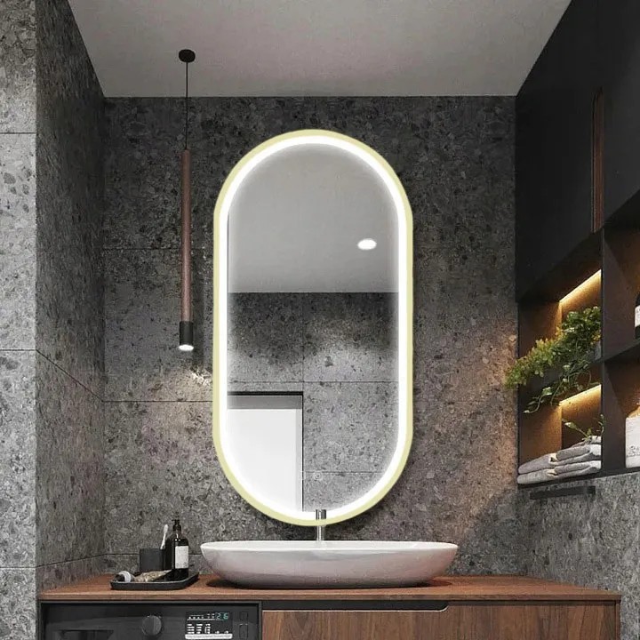rea Veidrodis LED OVL 50x100cm Gold aprašymas - Prekės nuotrauka