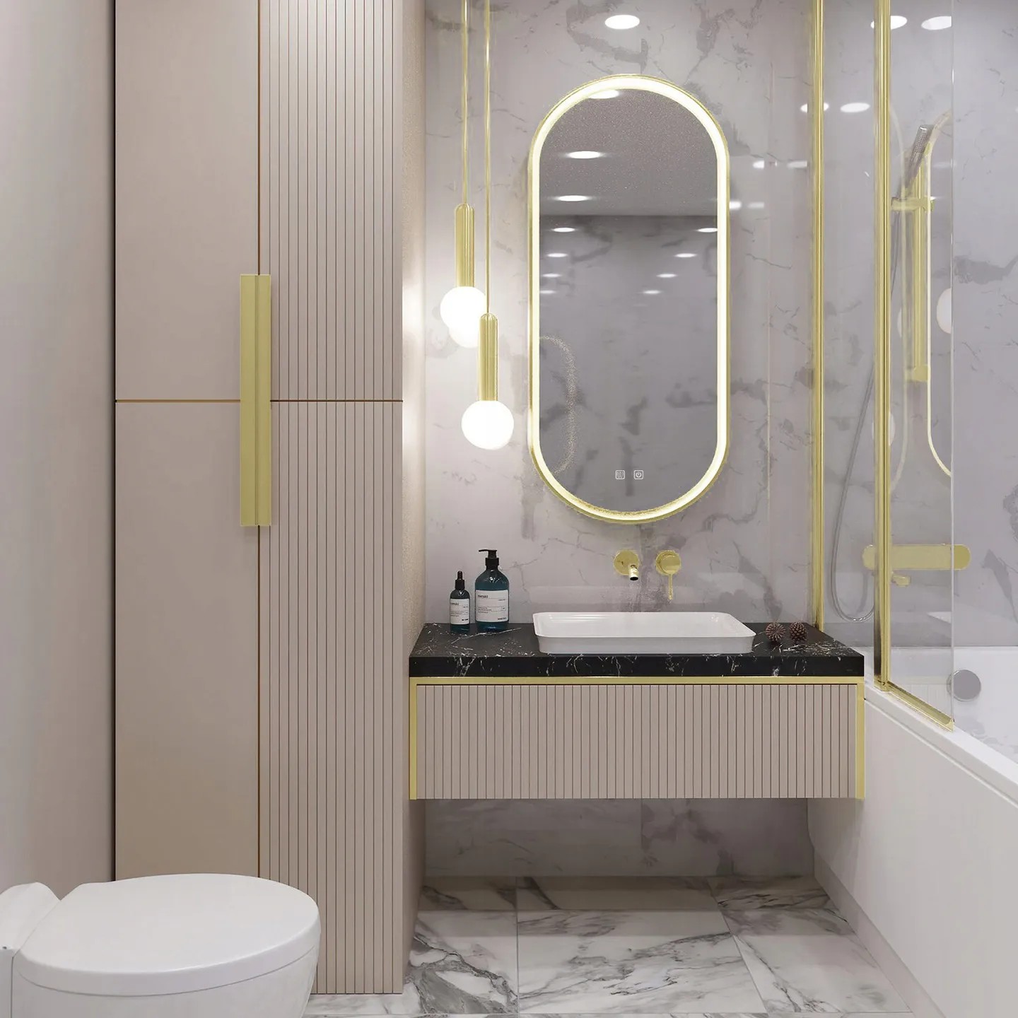 rea Veidrodis LED OVL 50x100cm Gold aprašymas - Prekės nuotrauka