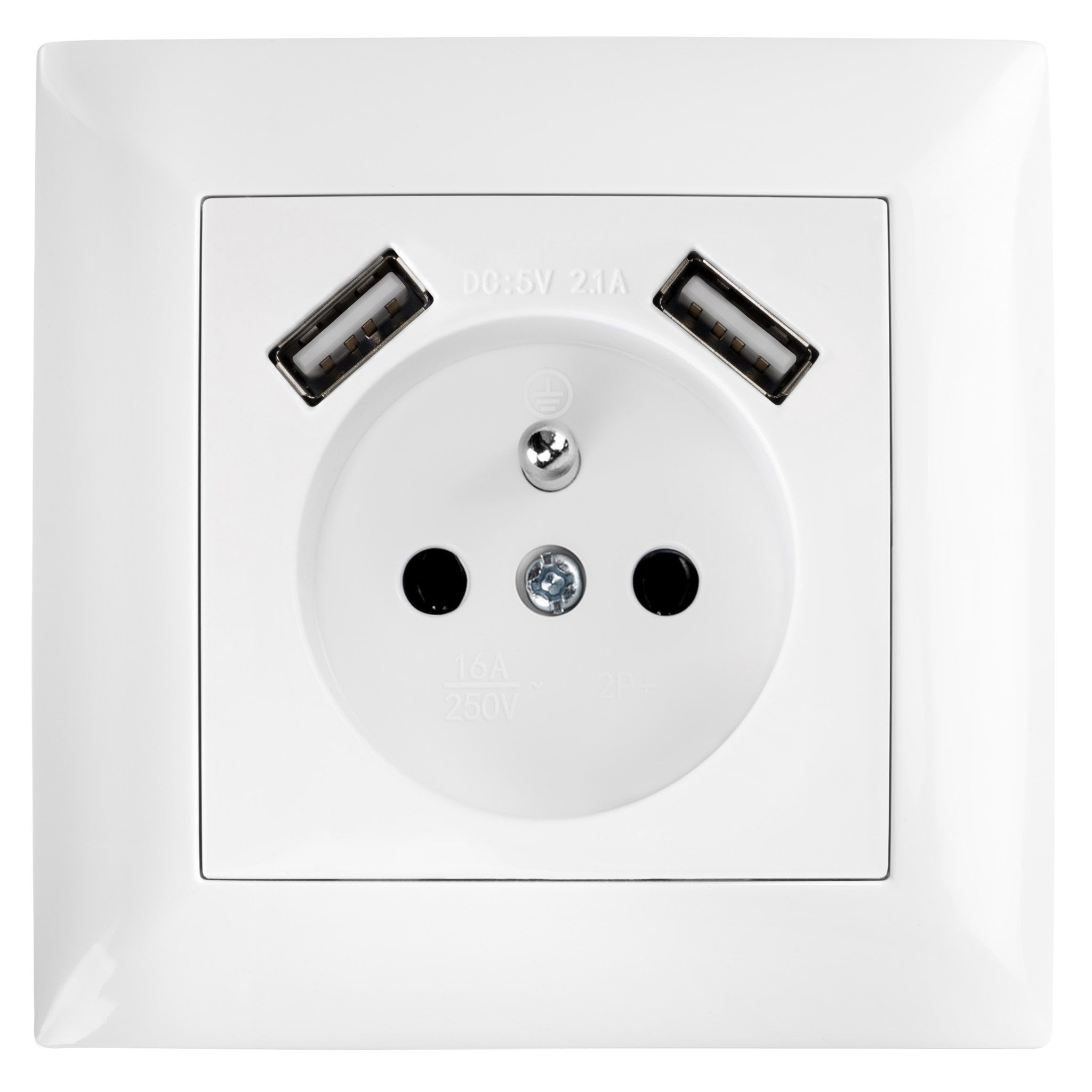 Toolight Viengubas Lizdas Su Įžeminimu + 2x Usb-a Oste Jnh003-g Baltas aprašymas - Prekės nuotrauka