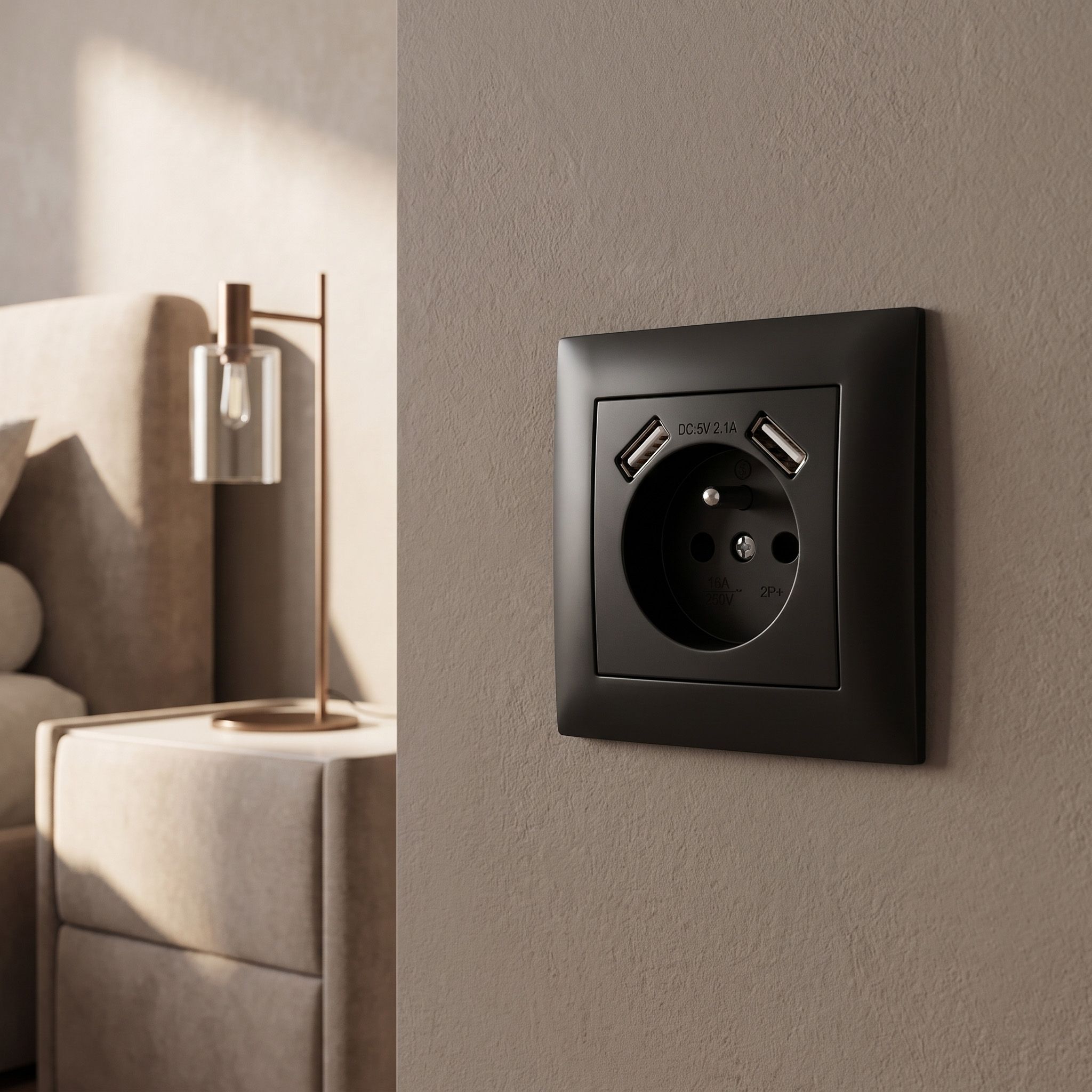Toolight Viengubas Lizdas Su Įžeminimu + 2x Usb-a Oste Jnh003-g Juodas aprašymas - Prekės nuotrauka