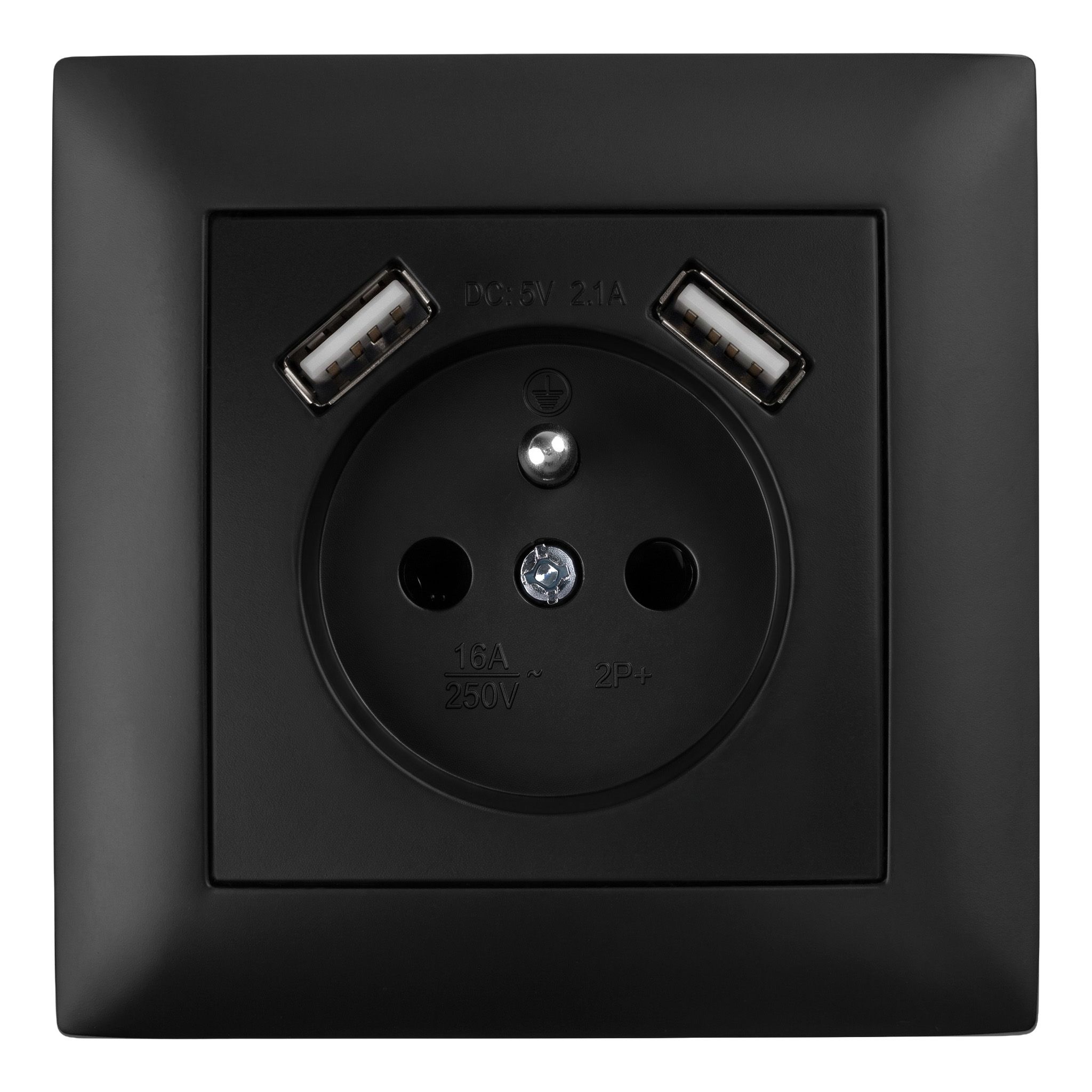 Toolight Viengubas Lizdas Su Įžeminimu + 2x Usb-a Oste Jnh003-g Juodas aprašymas - Prekės nuotrauka