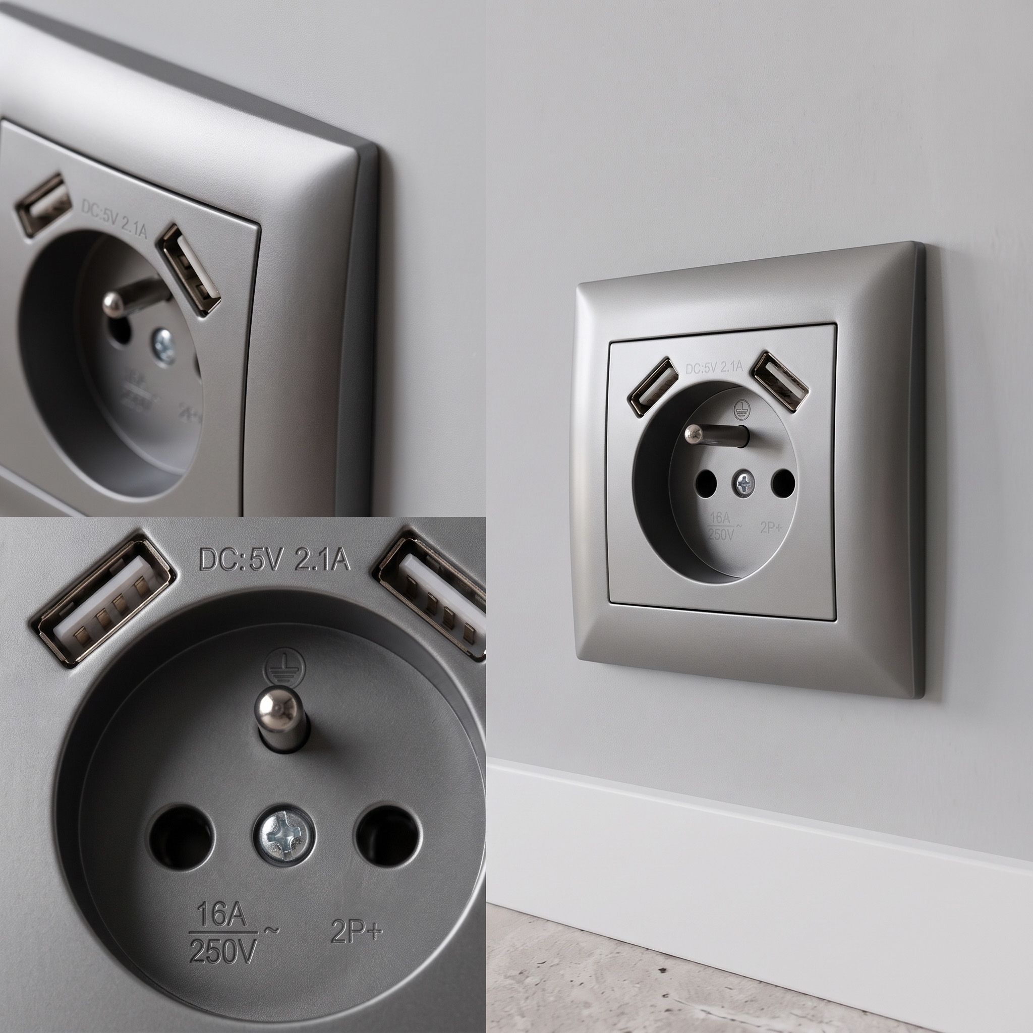 Toolight Viengubas Lizdas Su Įžeminimu + 2x Usb-a Oste Jnh003-g Pilkas aprašymas - Prekės nuotrauka