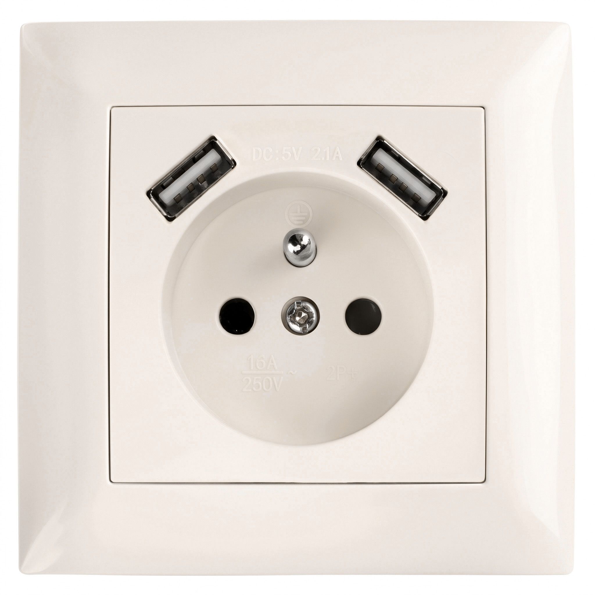 Toolight Viengubas Lizdas Su Įžeminimu + 2x Usb-a Oste Jnh003-g rusvai gelsvas aprašymas - Prekės nuotrauka