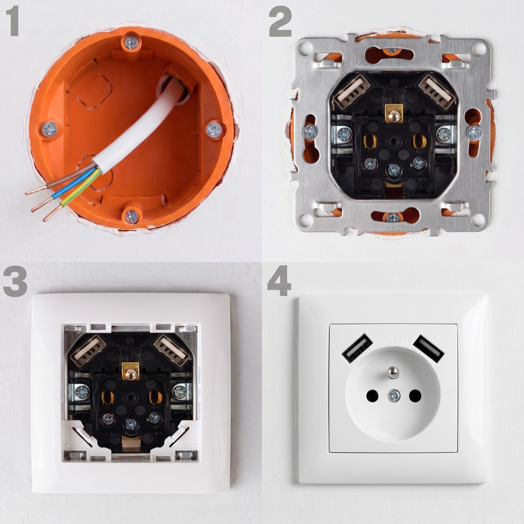 Toolight Viengubas Lizdas Su Įžeminimu + 2x Usb-a Oste Jnh003-g Baltas aprašymas - Prekės nuotrauka