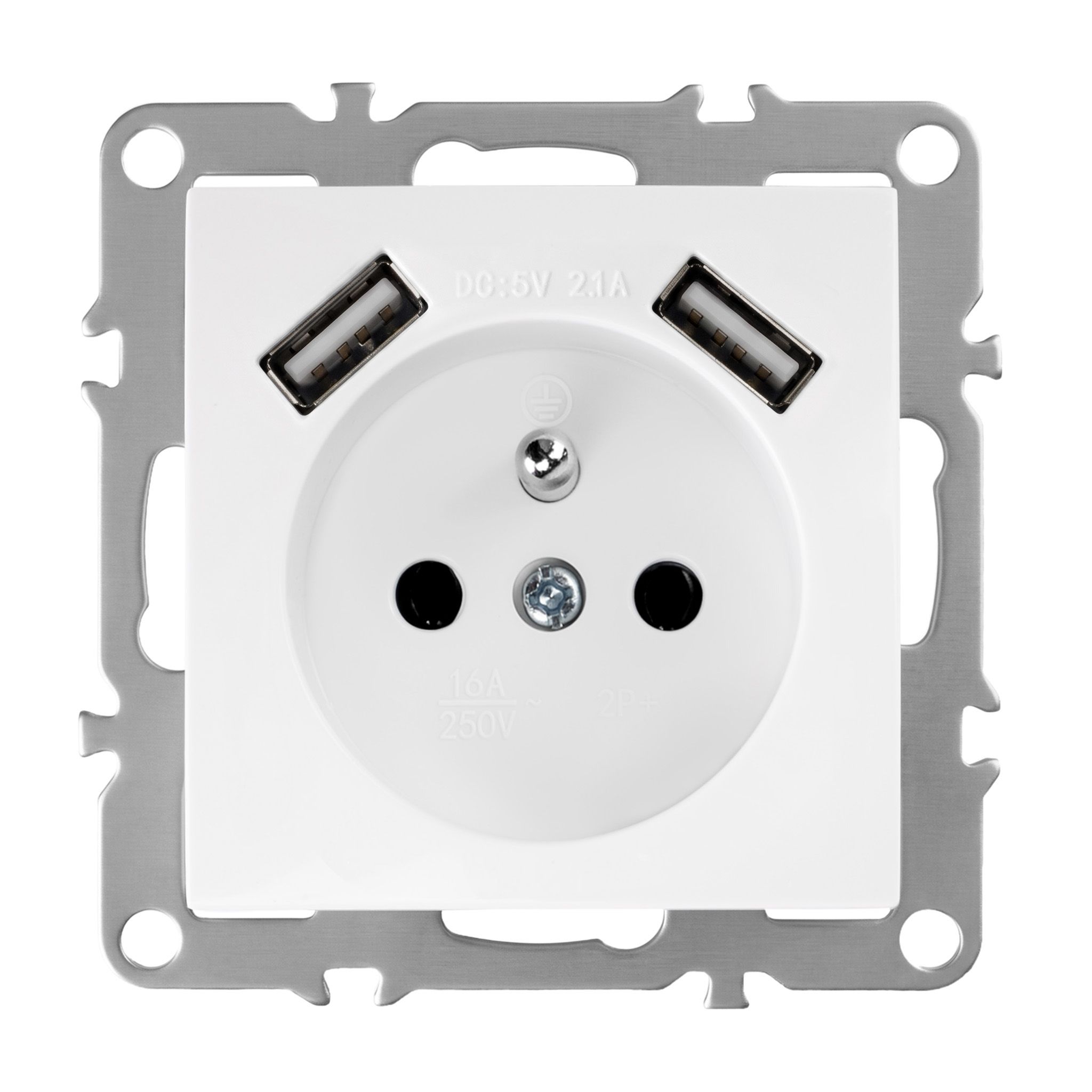 Toolight Viengubas Lizdas Su Įžeminimu + 2x Usb-a Oste Jnh003-g Baltas aprašymas - Prekės nuotrauka