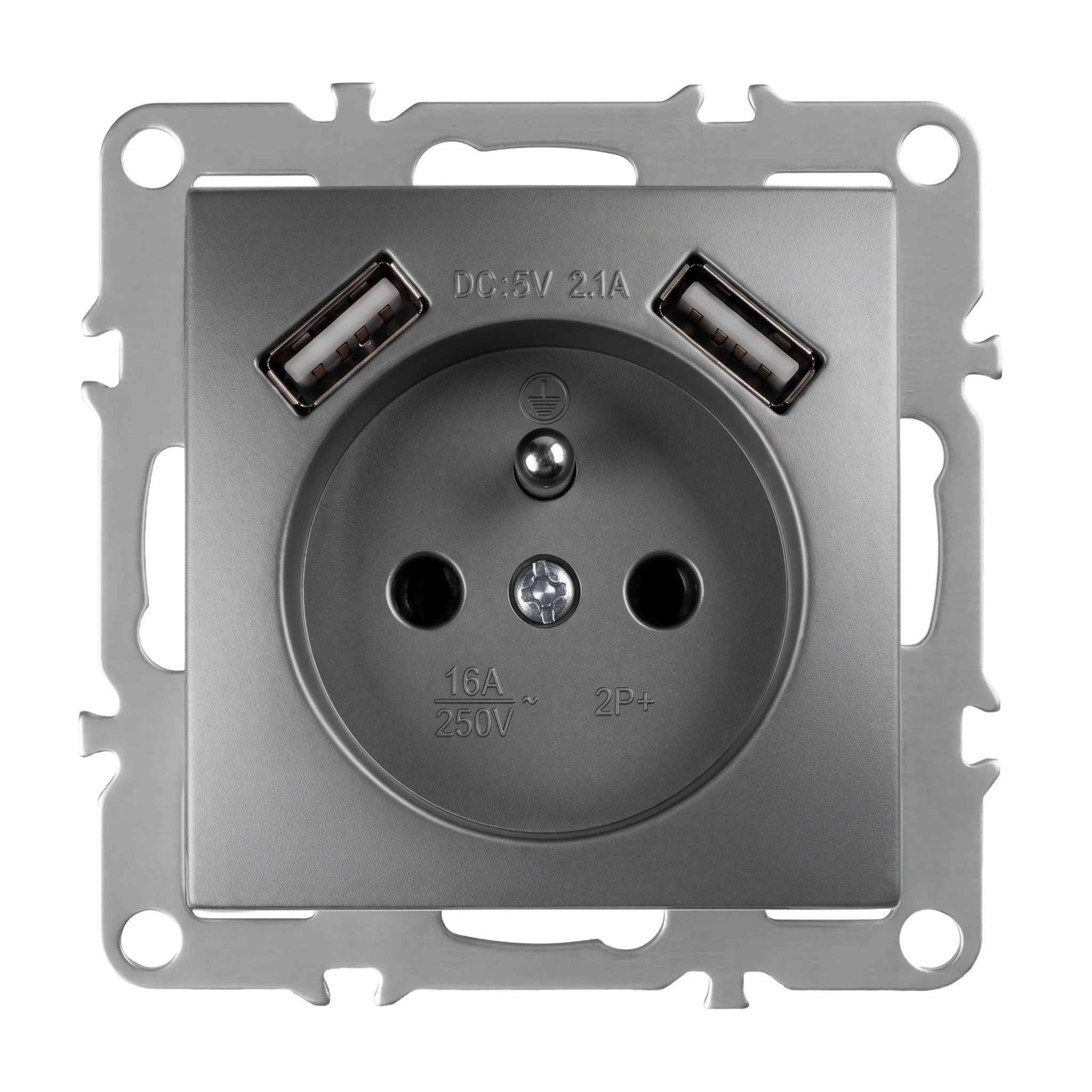 Toolight Viengubas Lizdas Su Įžeminimu + 2x Usb-a Oste Jnh003-g Pilkas aprašymas - Prekės nuotrauka