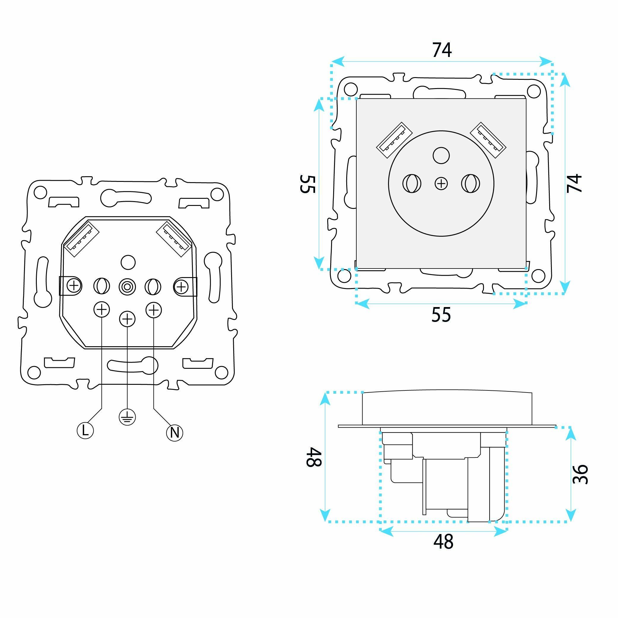 Toolight Viengubas Lizdas Su Įžeminimu + 2x Usb-a Oste Jnh003-g Pilkas aprašymas - Prekės nuotrauka