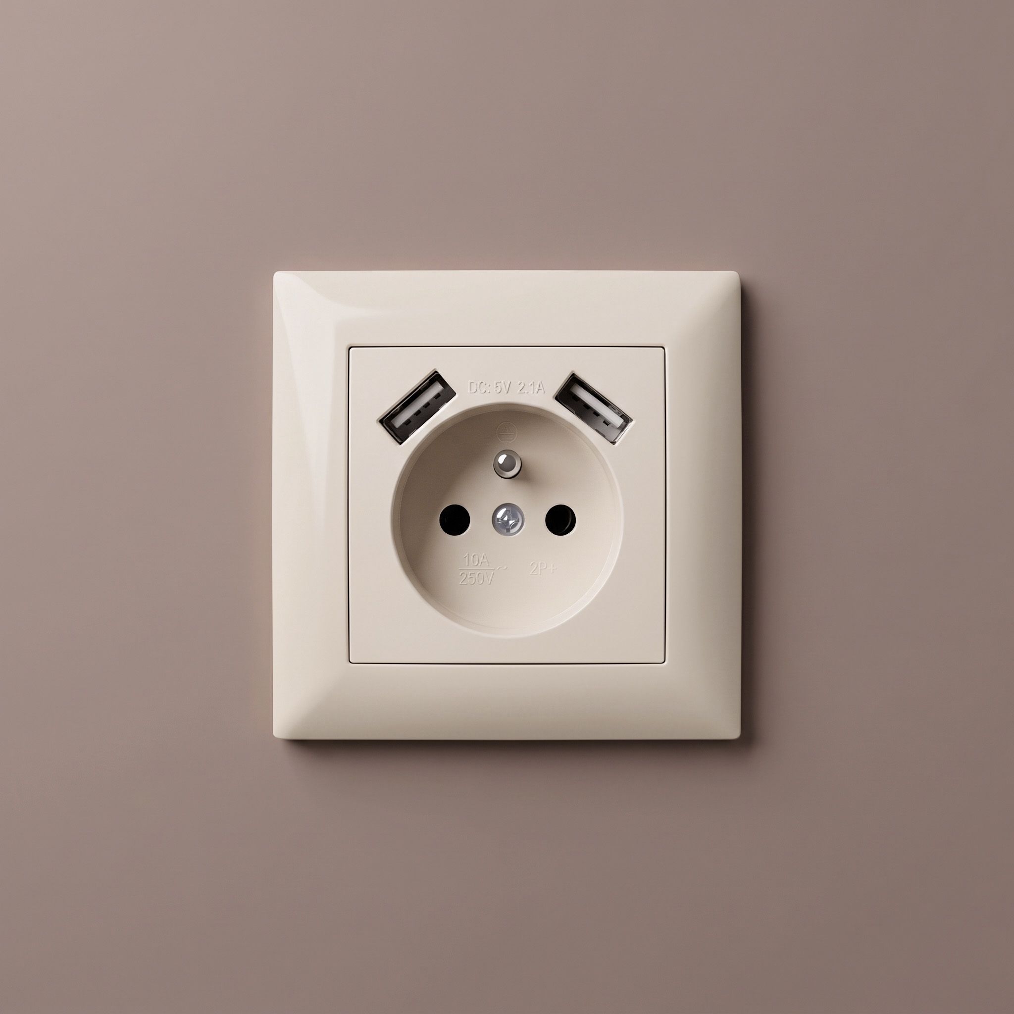 Toolight Viengubas Lizdas Su Įžeminimu + 2x Usb-a Oste Jnh003-g rusvai gelsvas aprašymas - Prekės nuotrauka