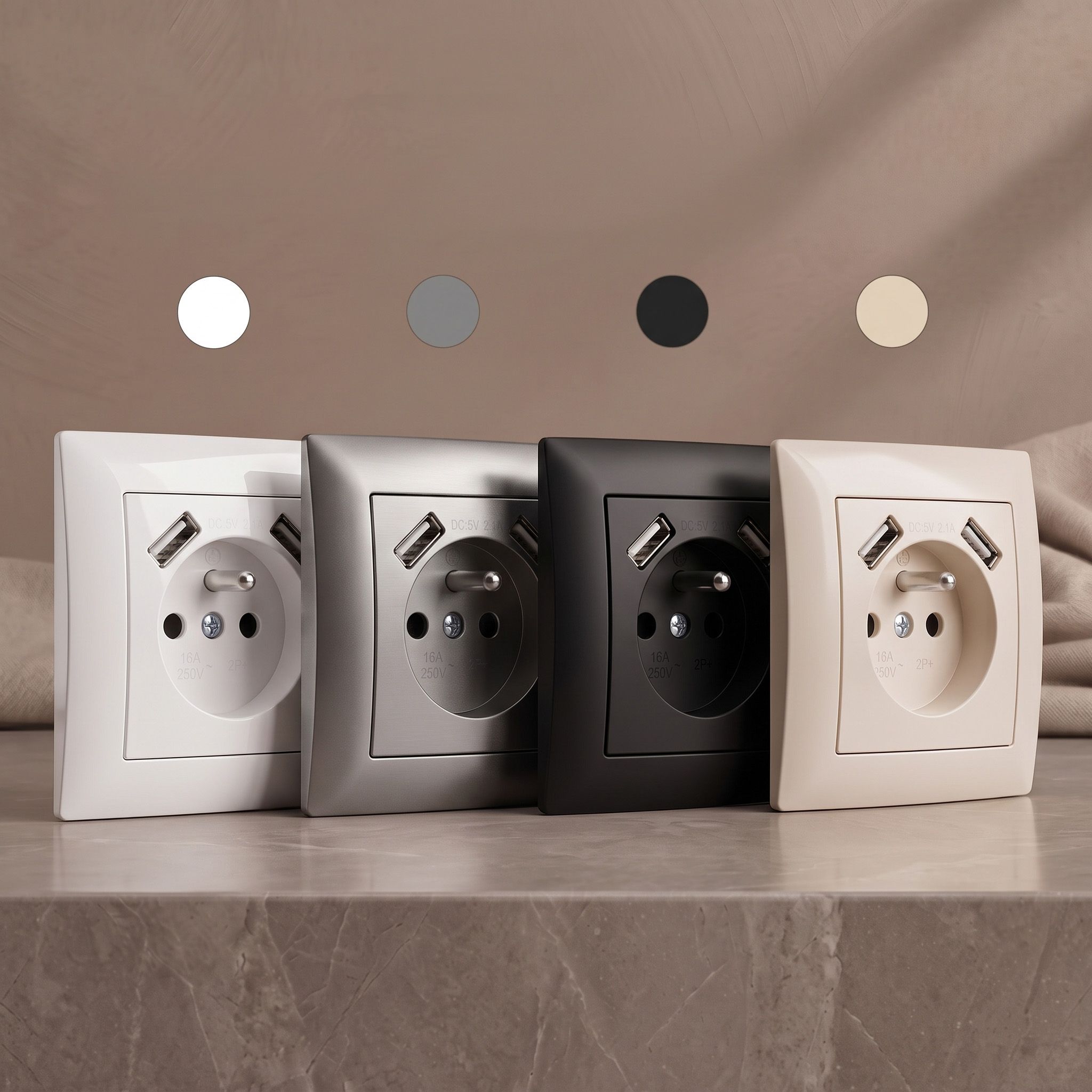 Toolight Viengubas Lizdas Su Įžeminimu + 2x Usb-a Oste Jnh003-g rusvai gelsvas aprašymas - Prekės nuotrauka