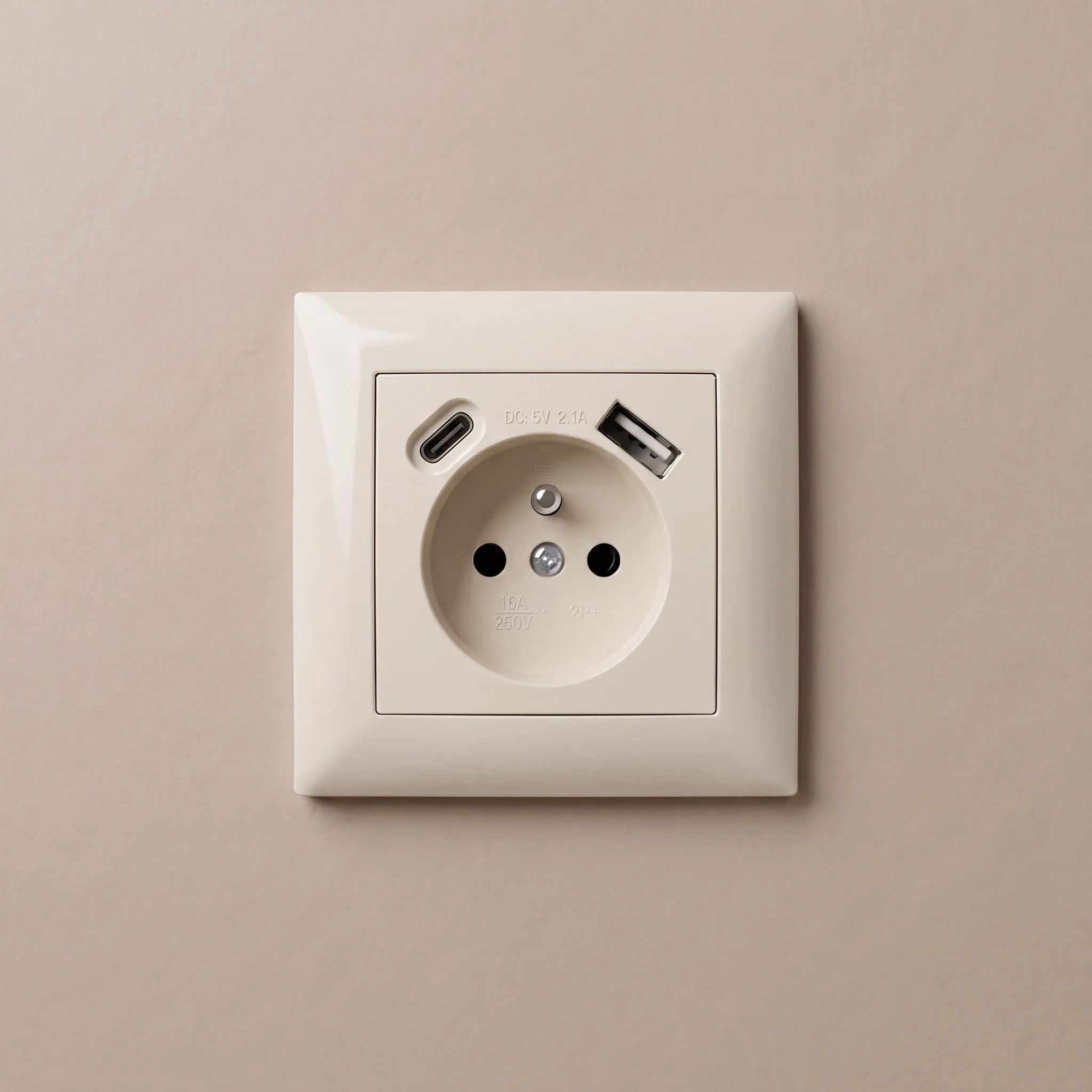 Toolight Viengubas Lizdas Su Įžeminimu + Usb-a Usb-c Oste Jnh004-g rusvai gelsvas aprašymas - Prekės nuotrauka