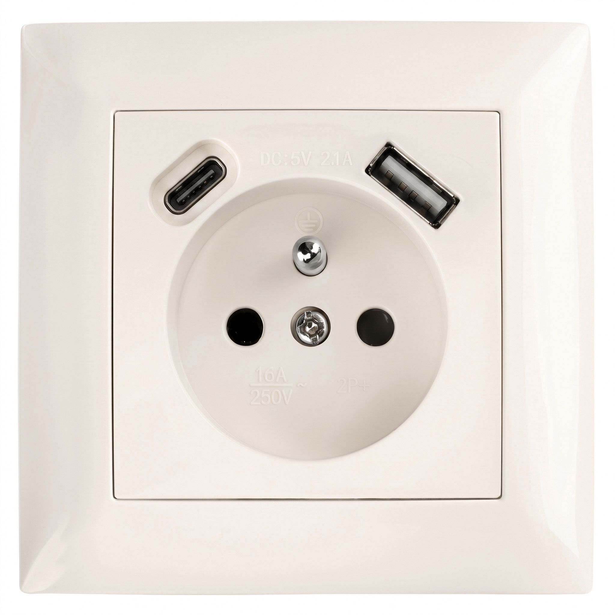 Toolight Viengubas Lizdas Su Įžeminimu + Usb-a Usb-c Oste Jnh004-g rusvai gelsvas aprašymas - Prekės nuotrauka