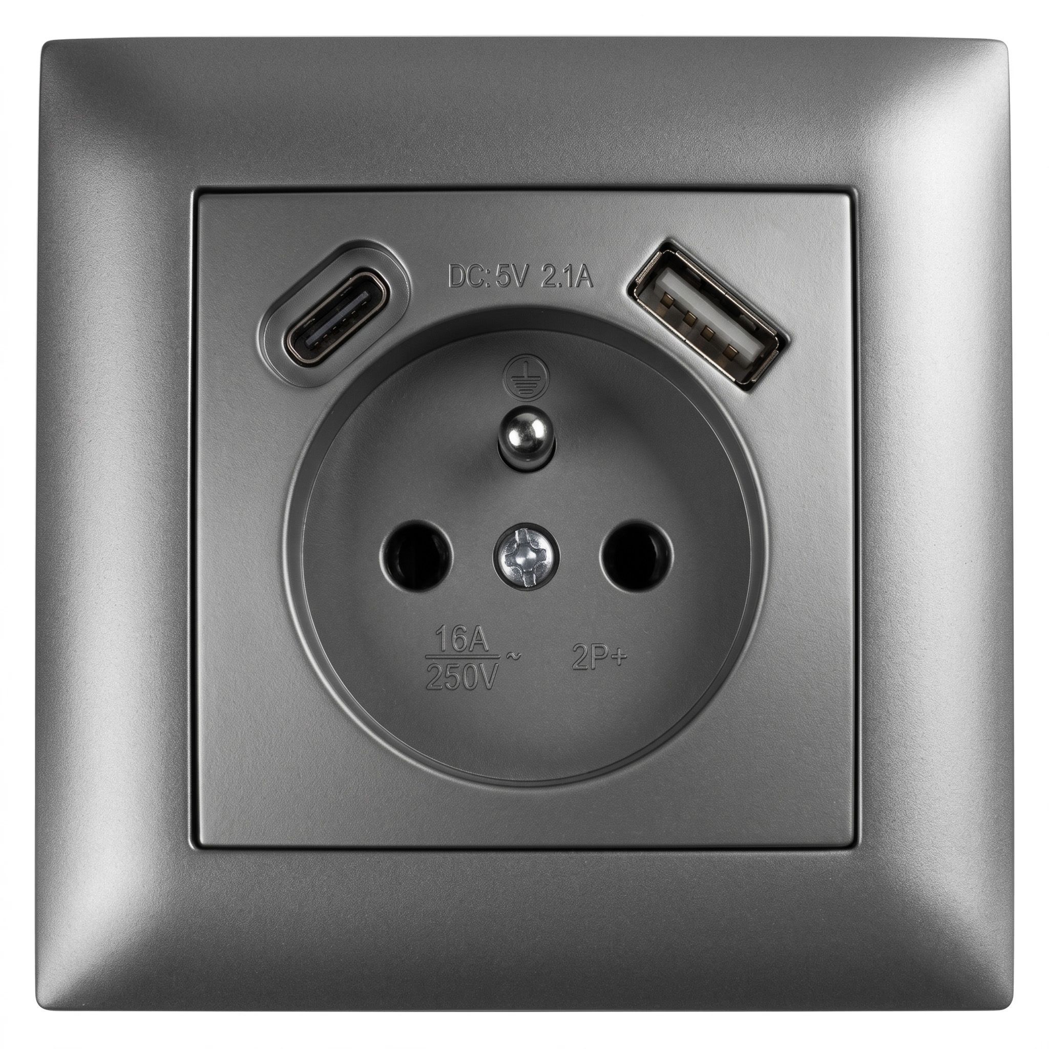 Toolight Viengubas Lizdas Su Įžeminimu + Usb-a Usb-c Oste Jnh004-g Pilkas aprašymas - Prekės nuotrauka