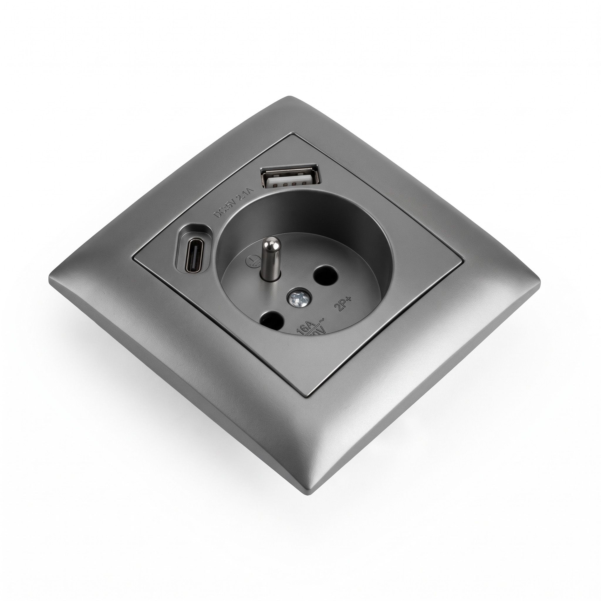 Toolight Viengubas Lizdas Su Įžeminimu + Usb-a Usb-c Oste Jnh004-g Pilkas aprašymas - Prekės nuotrauka