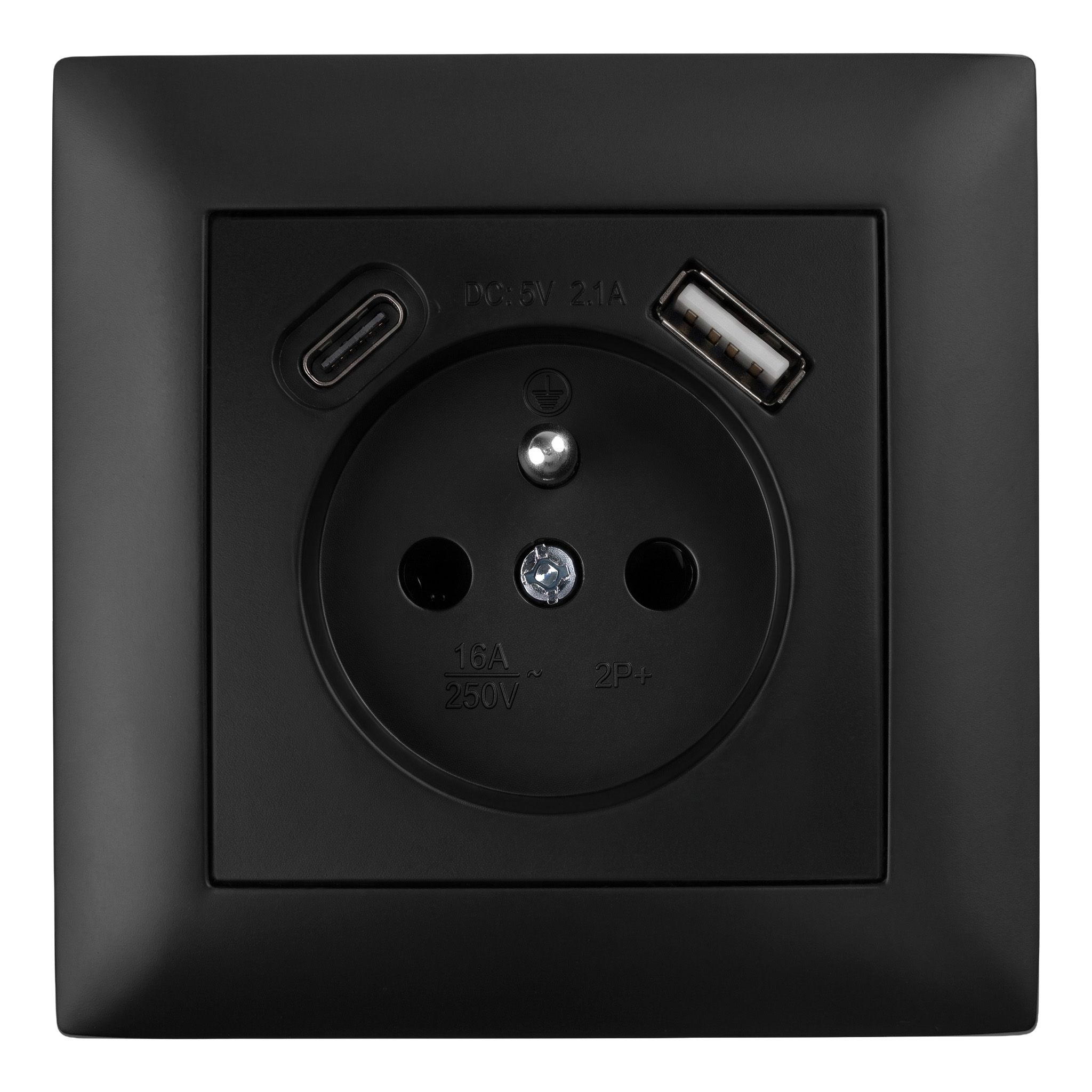 Toolight Viengubas Lizdas Su Įžeminimu + Usb-a Usb-c Oste Jnh004-g Juodas aprašymas - Prekės nuotrauka