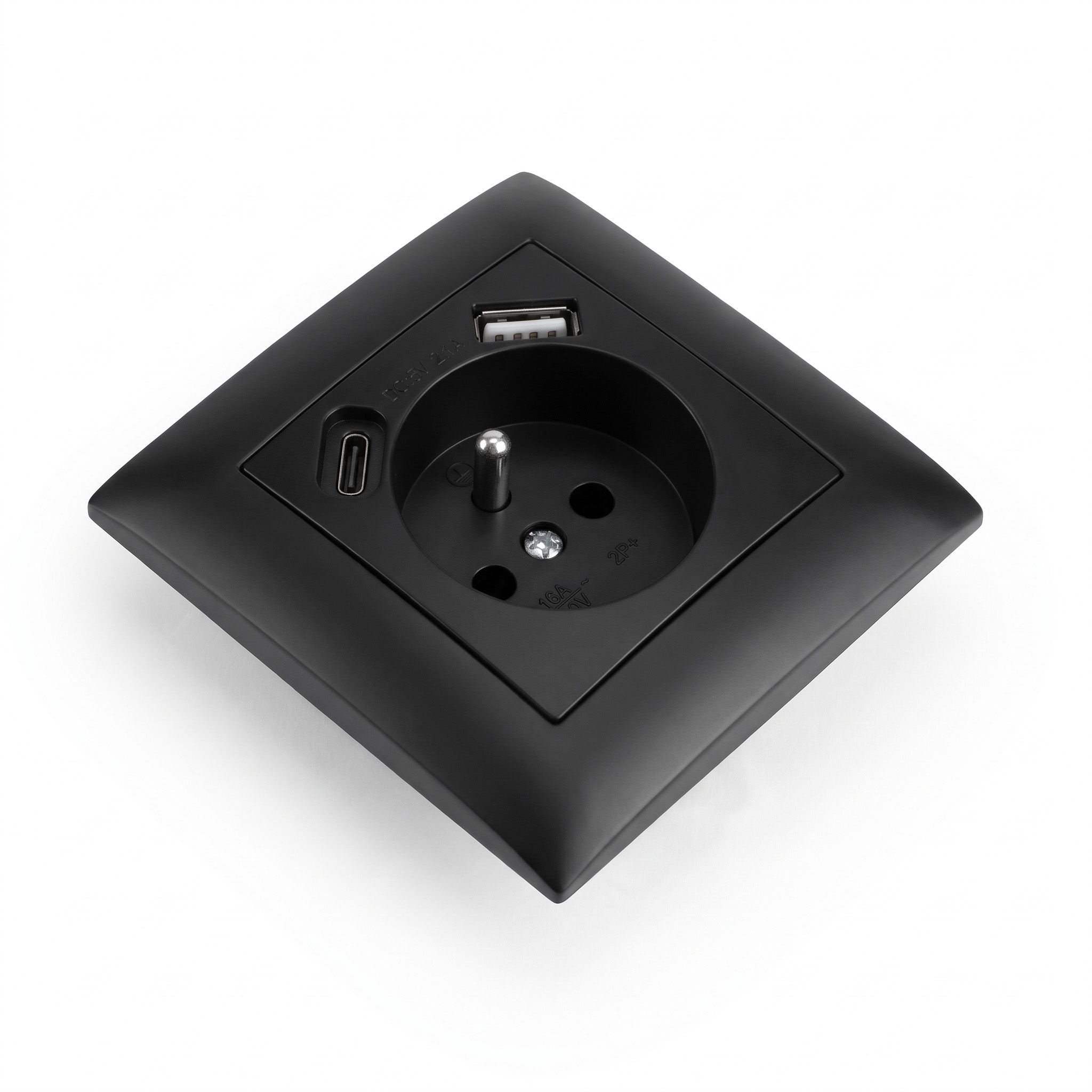 Toolight Viengubas Lizdas Su Įžeminimu + Usb-a Usb-c Oste Jnh004-g Juodas aprašymas - Prekės nuotrauka