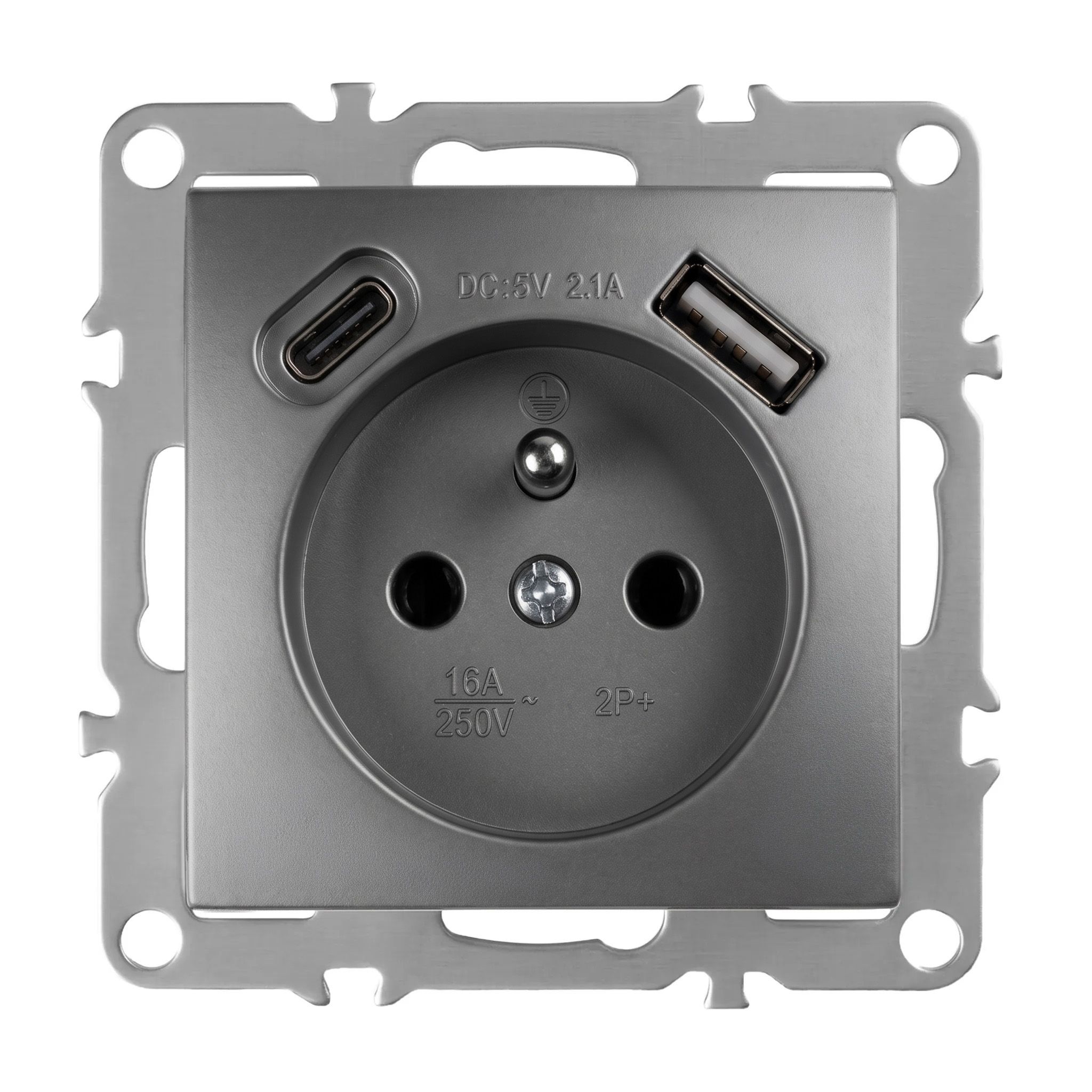 Toolight Viengubas Lizdas Su Įžeminimu + Usb-a Usb-c Oste Jnh004-g Pilkas aprašymas - Prekės nuotrauka