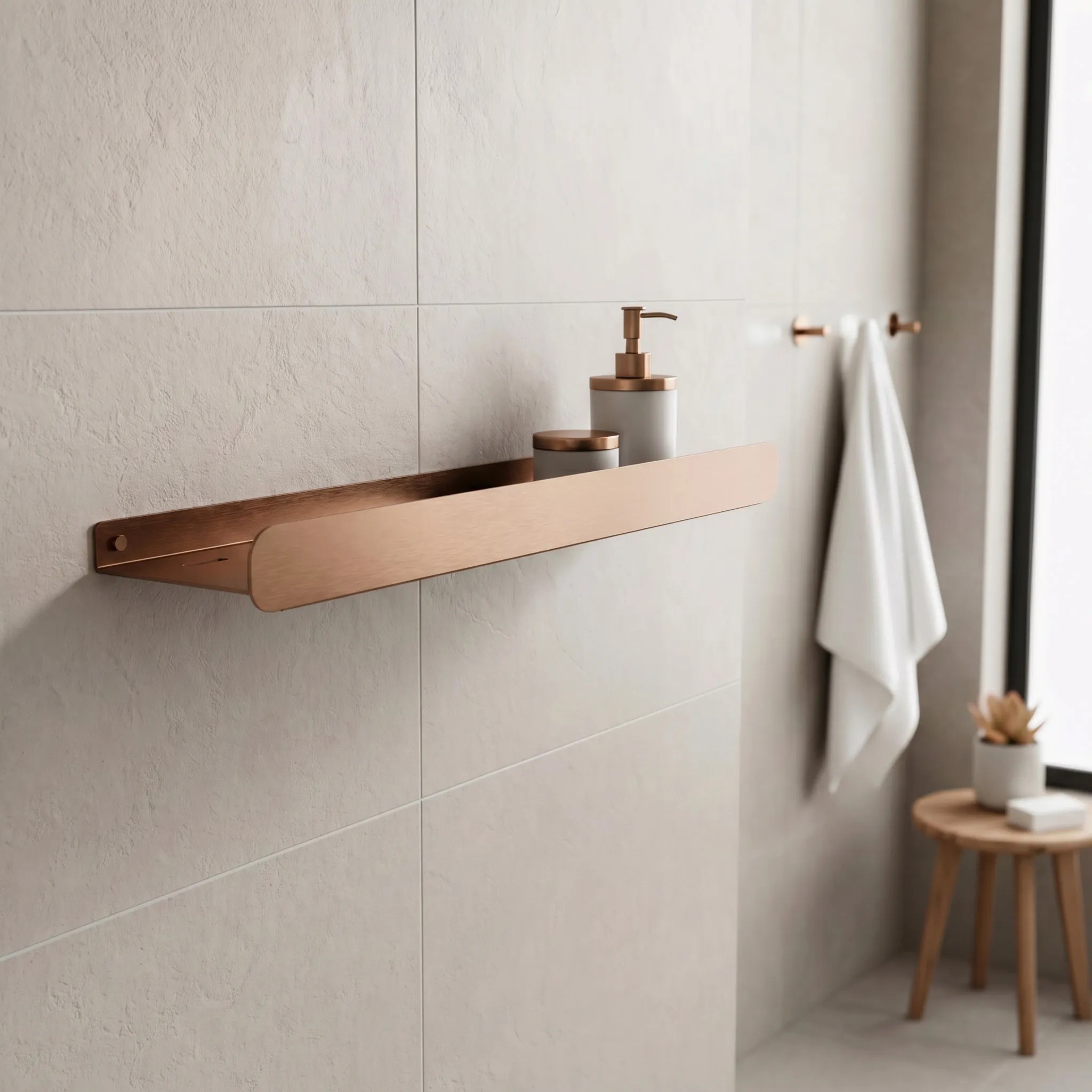 rea Vonios kambario lentyna SF03 45cm copper brush aprašymas - Prekės nuotrauka