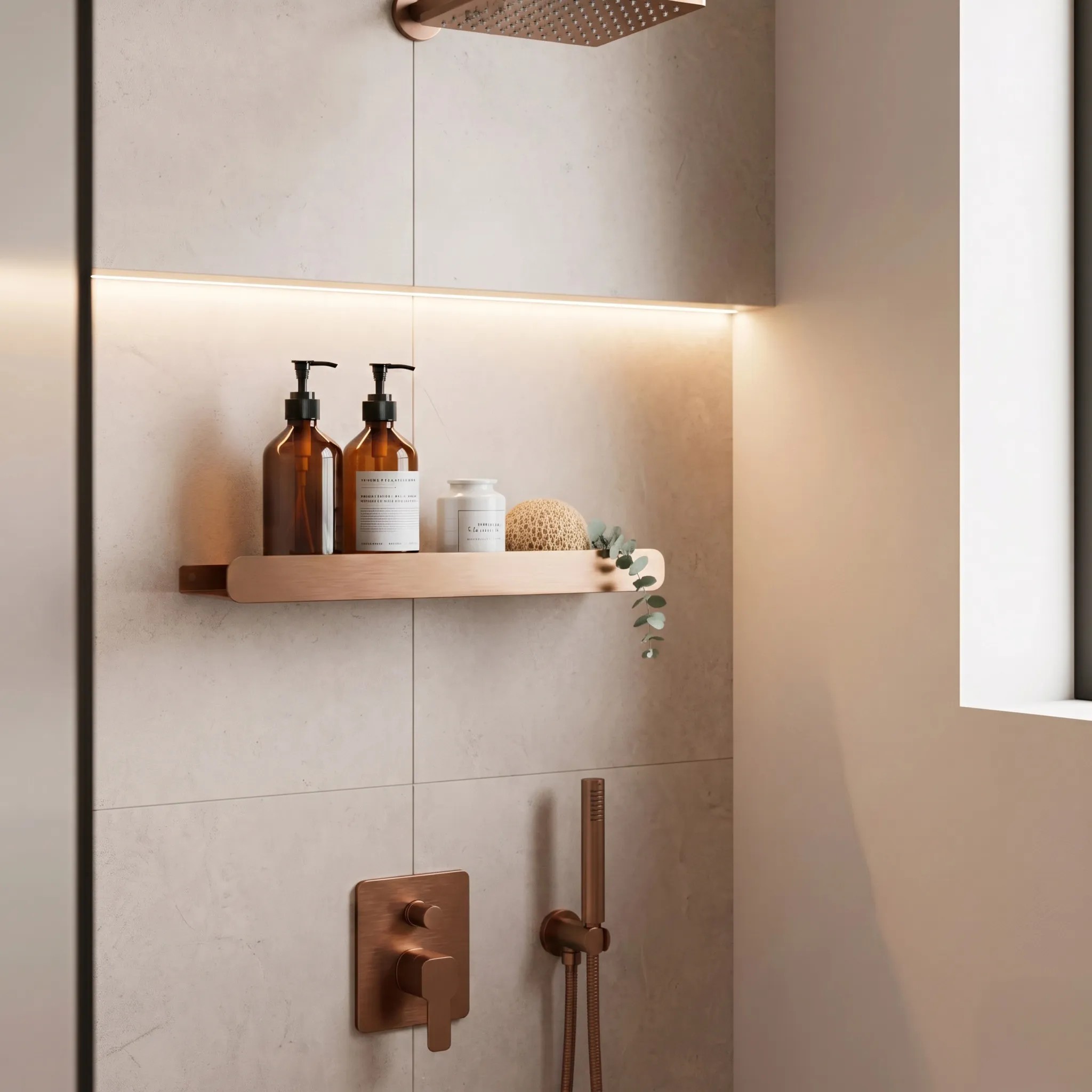 rea Vonios kambario lentyna SF03 45cm copper brush aprašymas - Prekės nuotrauka