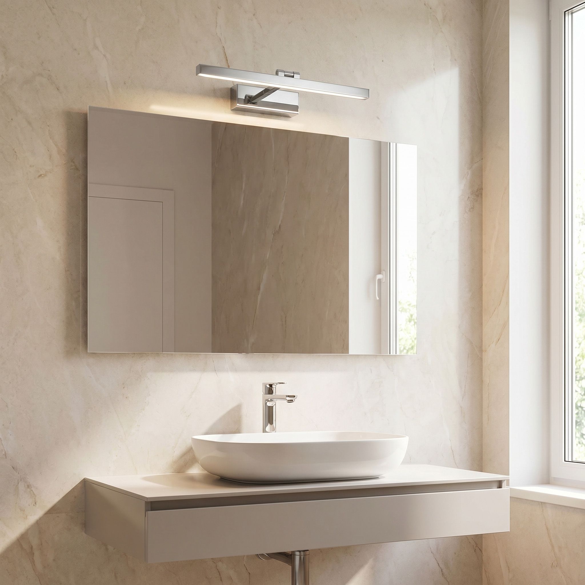 Sieninis šviestuvas Toolight Vonios sieninis LED šviestuvas APP1857-1W 40cm Chrome aprašymas - Prekės nuotrauka