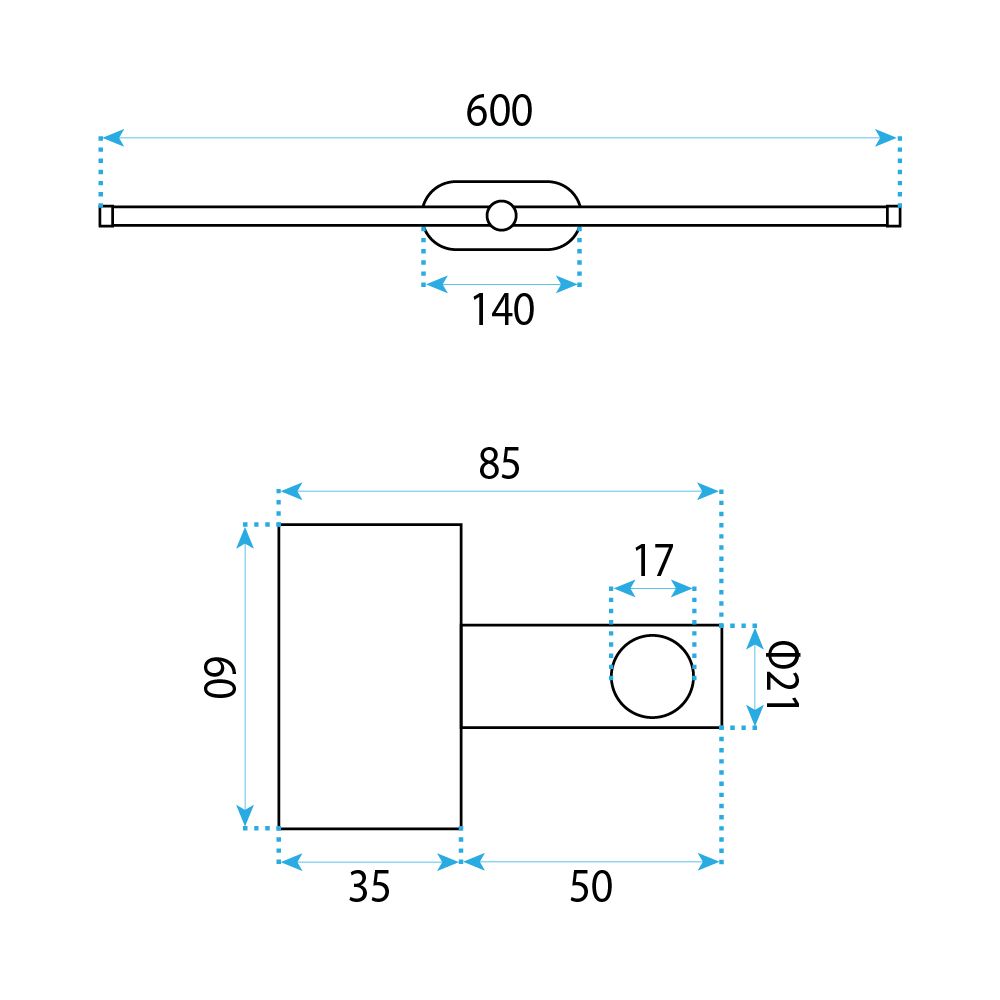 Sieninis šviestuvas Toolight Vonios Sieninis Led Šviestuvas APP1896-1W 60 Cm Copper aprašymas - Prekės nuotrauka