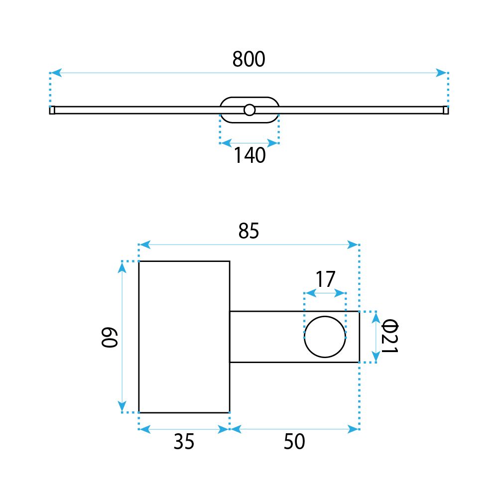 Sieninis šviestuvas Toolight Vonios Sieninis Led Šviestuvas APP1897-1W 80 Cm Copper aprašymas - Prekės nuotrauka
