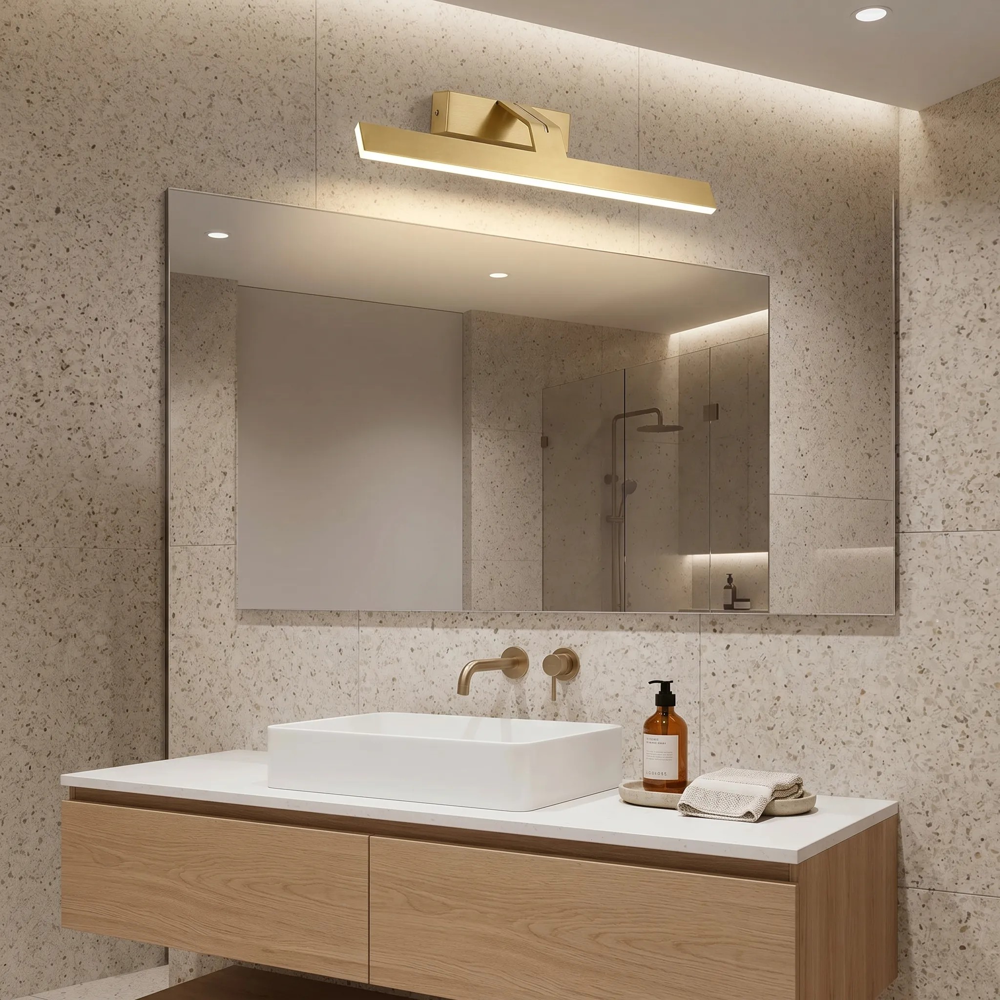 Sieninis šviestuvas Toolight Vonios sieninis LED šviestuvas SWE007-1W 43cm BRUSH GOLD aprašymas - Prekės nuotrauka