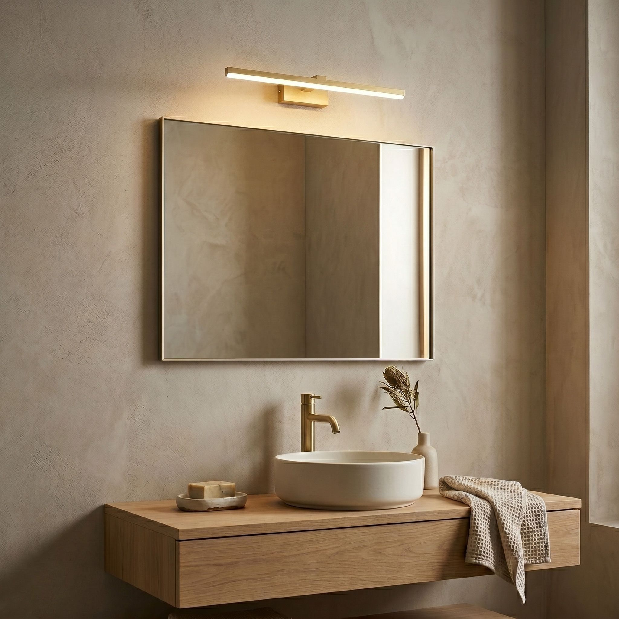 Sieninis šviestuvas Toolight Vonios sieninis LED šviestuvas SWE008-1W 58cm BRUSH GOLD aprašymas - Prekės nuotrauka
