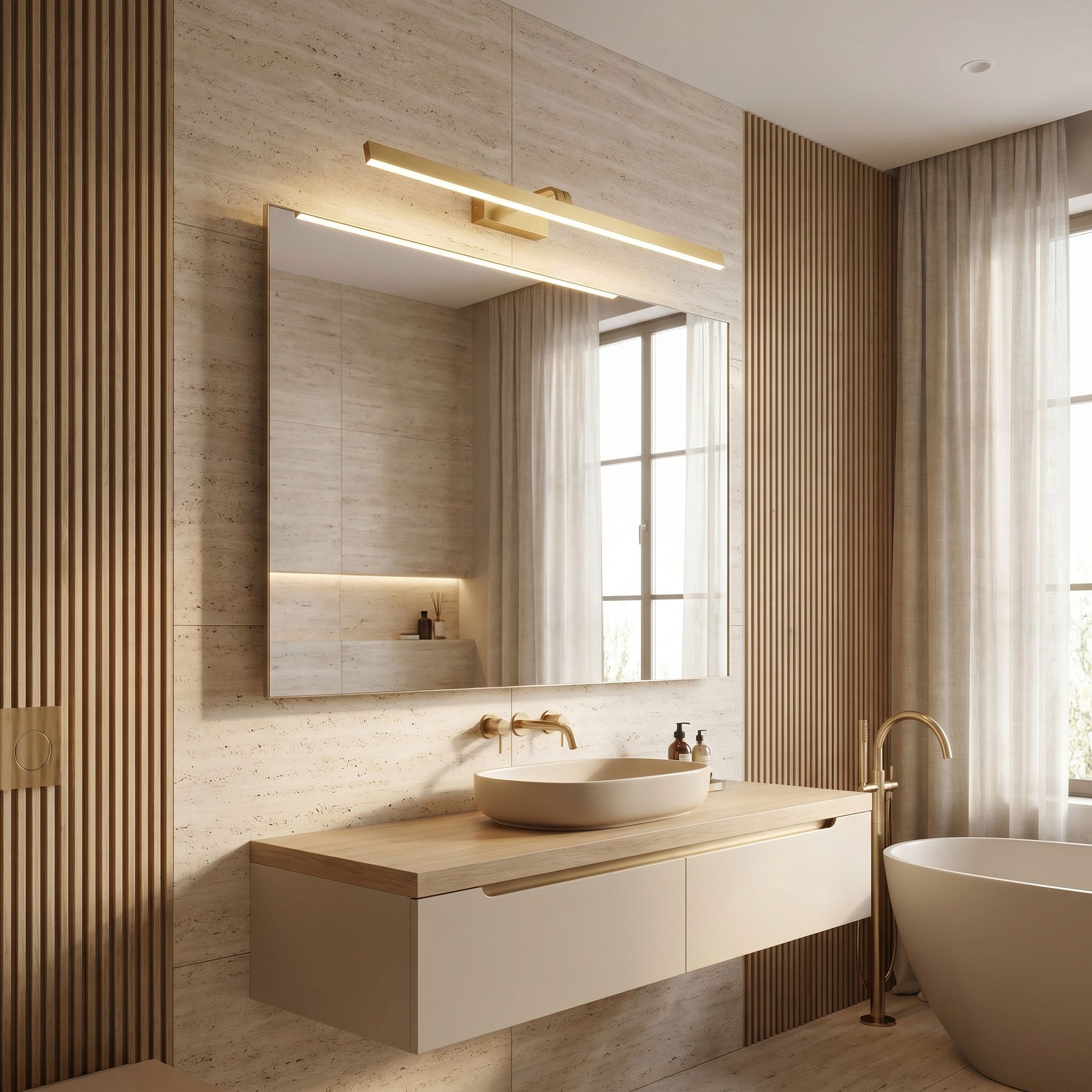 Sieninis šviestuvas Toolight Vonios sieninis LED šviestuvas SWE009-1W 73cm BRUSH GOLD aprašymas - Prekės nuotrauka