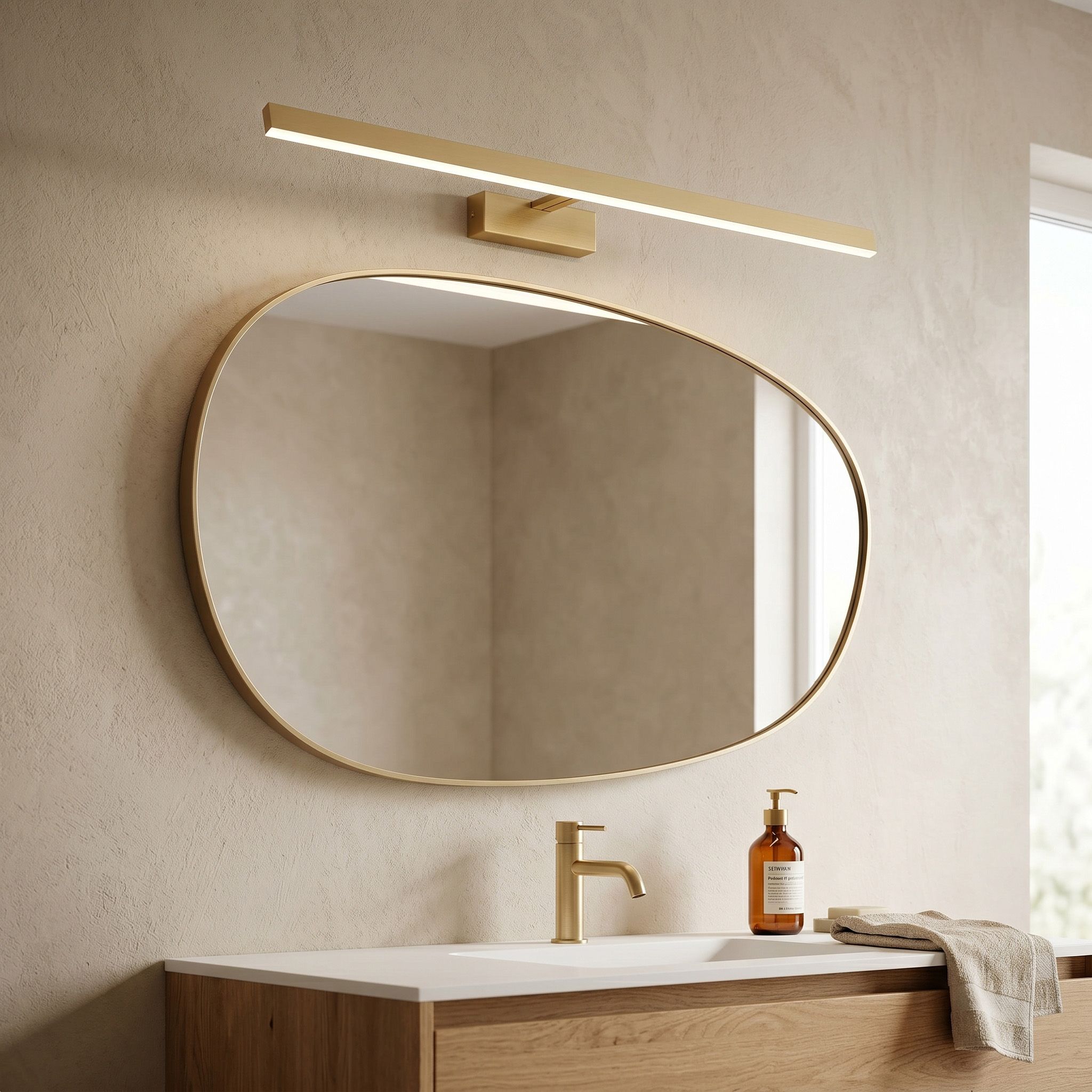 Sieninis šviestuvas Toolight Vonios sieninis LED šviestuvas SWE009-1W 73cm BRUSH GOLD aprašymas - Prekės nuotrauka