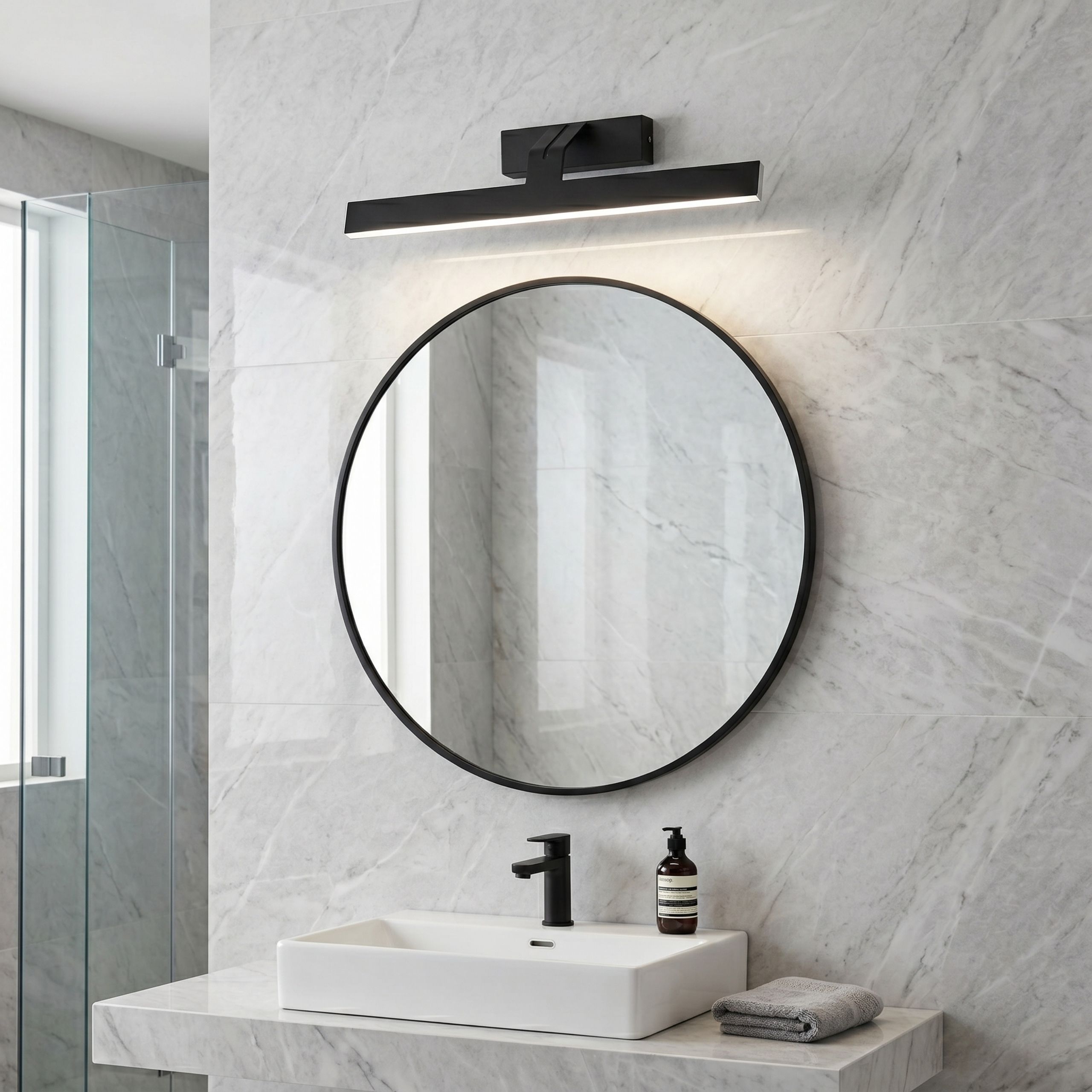 Sieninis šviestuvas Toolight Vonios sieninis LED šviestuvas SWE010-1W 43cm Juodas aprašymas - Prekės nuotrauka