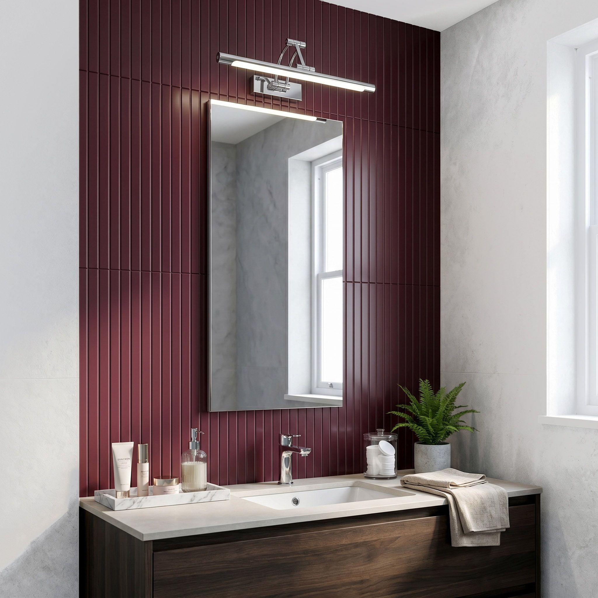 Sieninis šviestuvas Toolight Vonios sieninis LED šviestuvas SWE016-1W 42cm Chrome aprašymas - Prekės nuotrauka