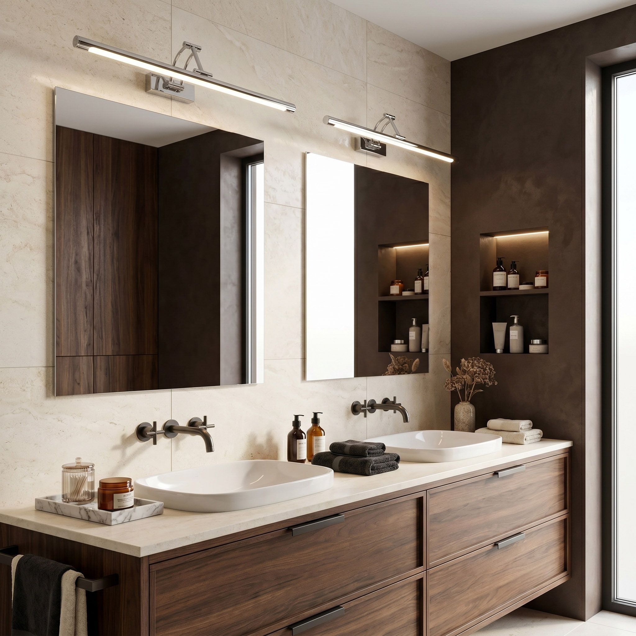 Sieninis šviestuvas Toolight Vonios sieninis LED šviestuvas SWE017-1W 60cm Chrome aprašymas - Prekės nuotrauka