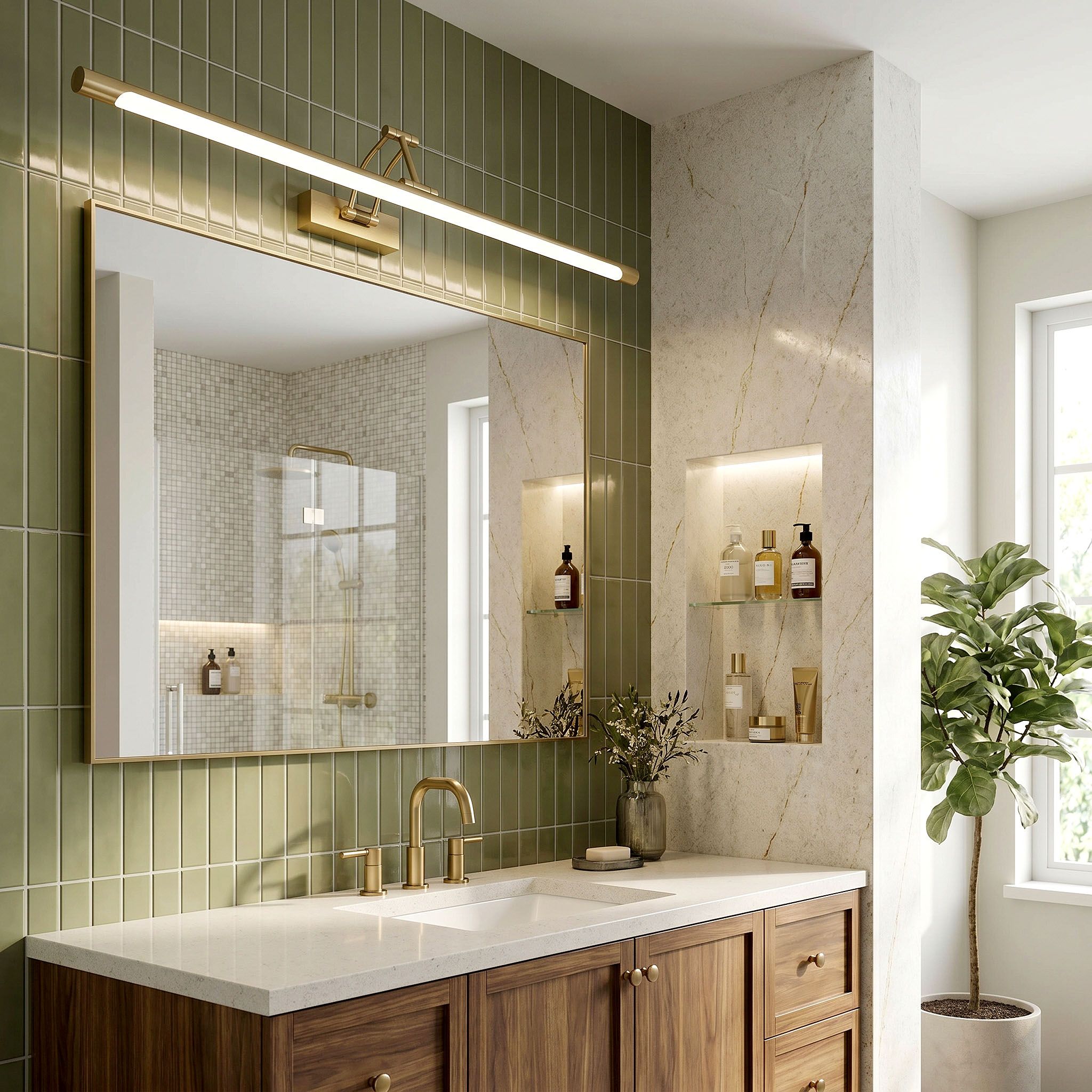 Sieninis šviestuvas Toolight Vonios sieninis LED šviestuvas SWE024-1W 80cm Gold aprašymas - Prekės nuotrauka