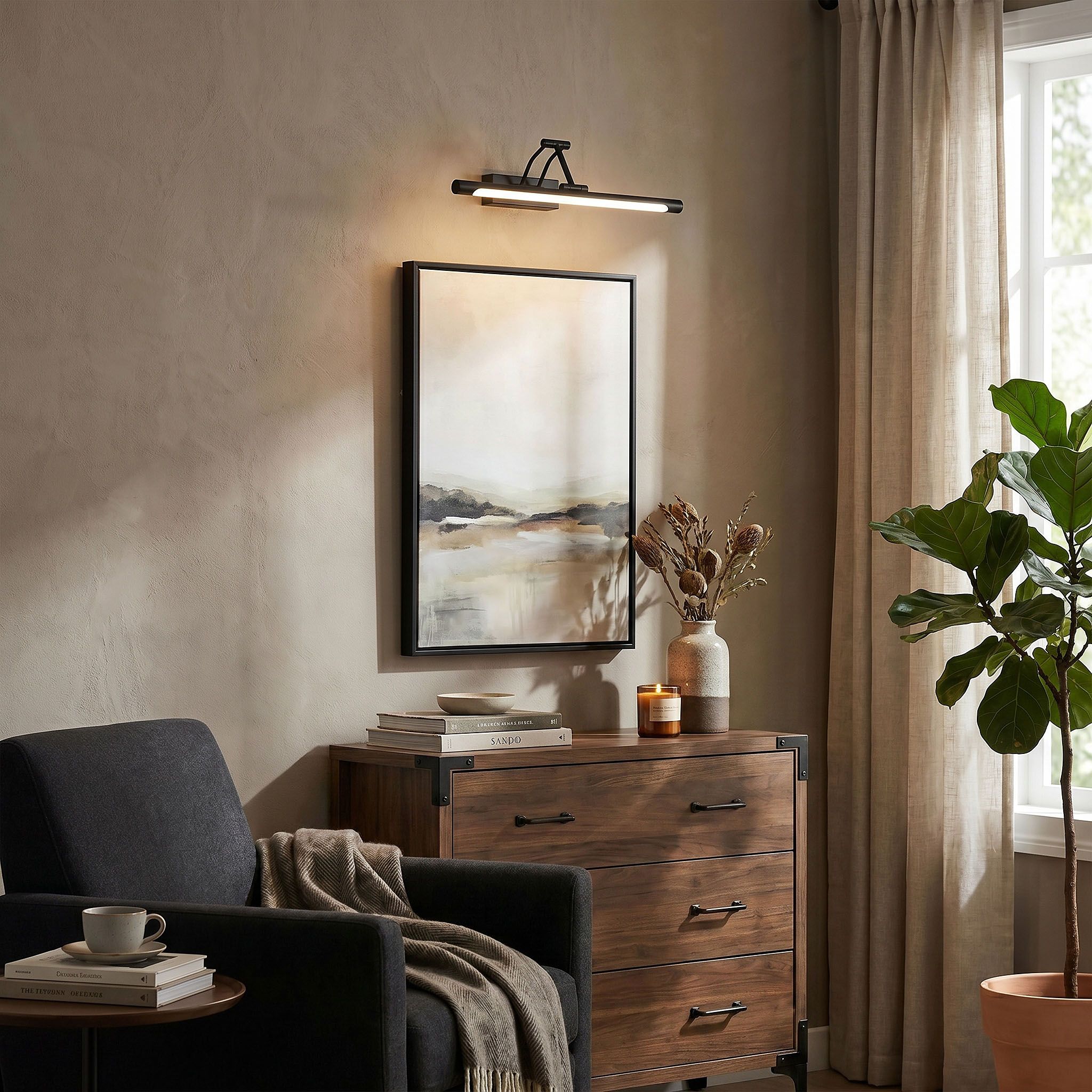 Sieninis šviestuvas Toolight Vonios sieninis LED šviestuvas SWE025-1W 42cm Juodas aprašymas - Prekės nuotrauka