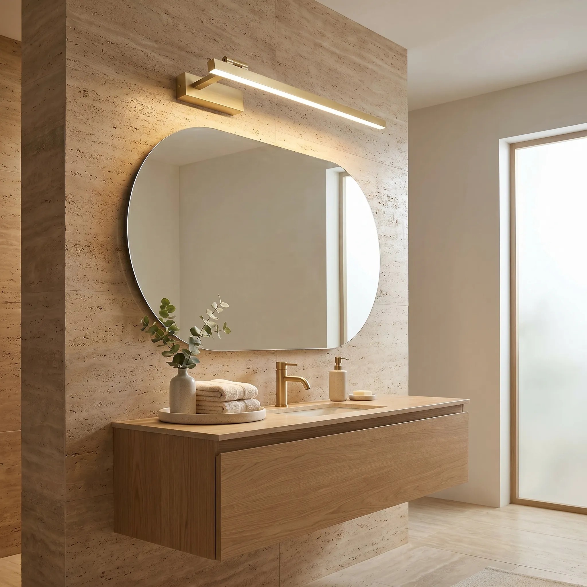 Sieninis šviestuvas Toolight Vonios sieninis LED šviestuvas SWE032-1W 60cm BRUSH GOLD aprašymas - Prekės nuotrauka