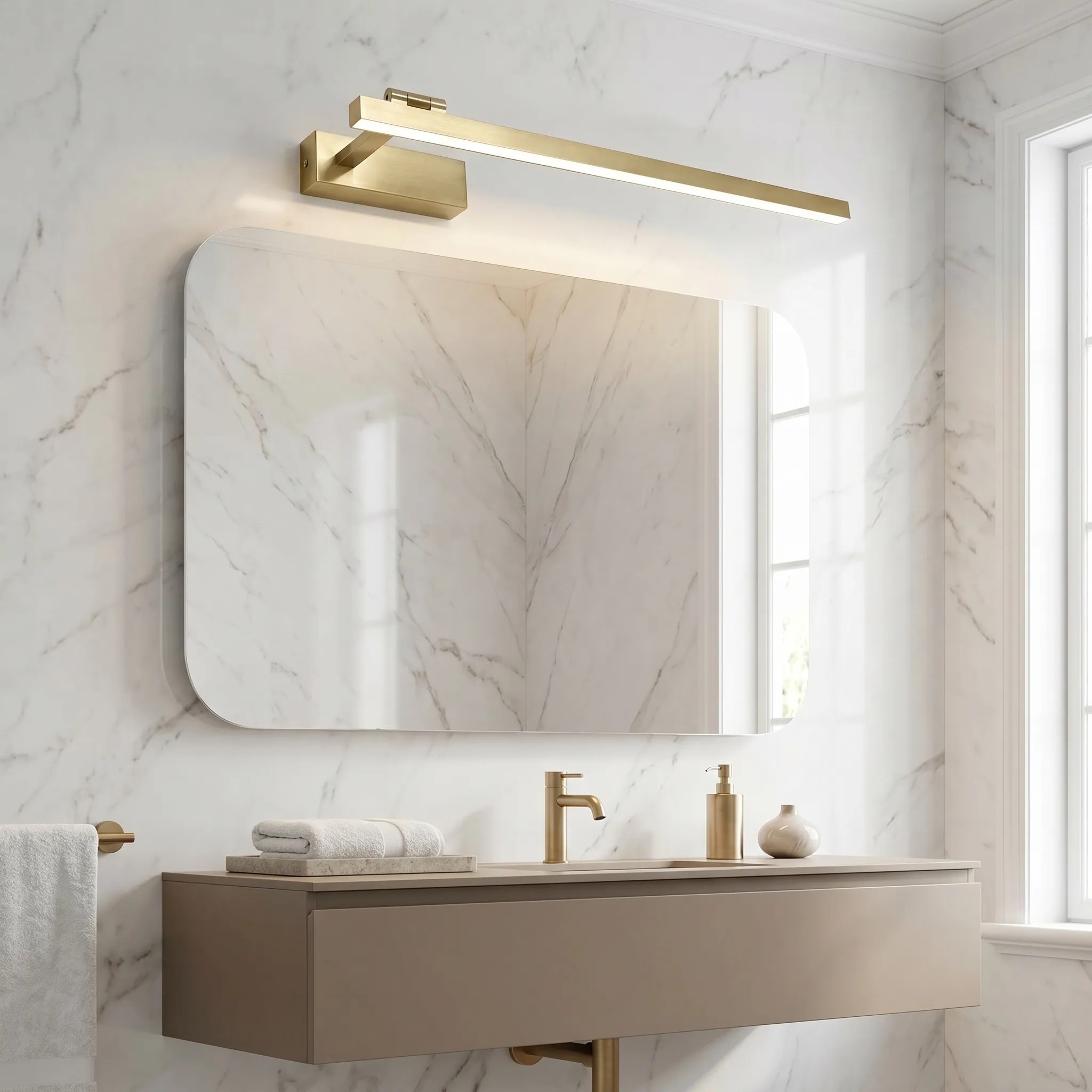Sieninis šviestuvas Toolight Vonios sieninis LED šviestuvas SWE032-1W 60cm BRUSH GOLD aprašymas - Prekės nuotrauka