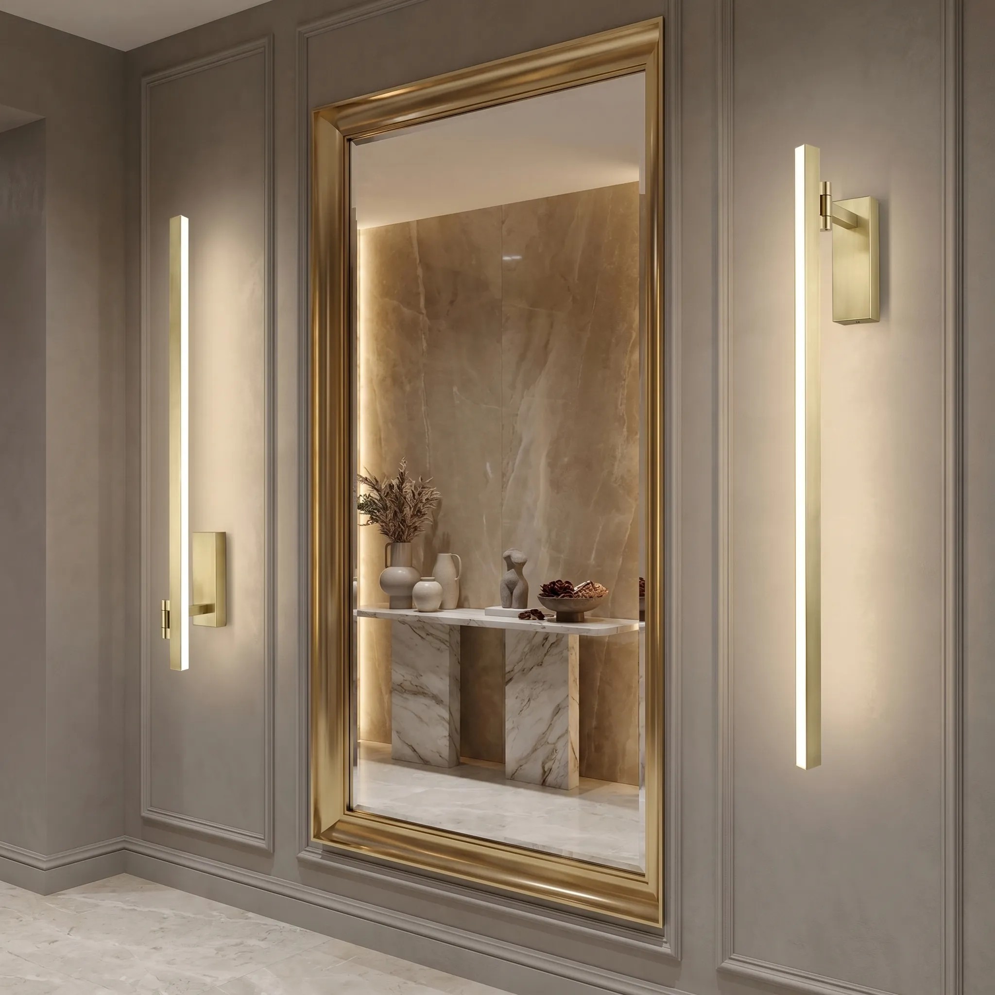 Sieninis šviestuvas Toolight Vonios sieninis LED šviestuvas SWE033-1W 80cm BRUSH GOLD aprašymas - Prekės nuotrauka