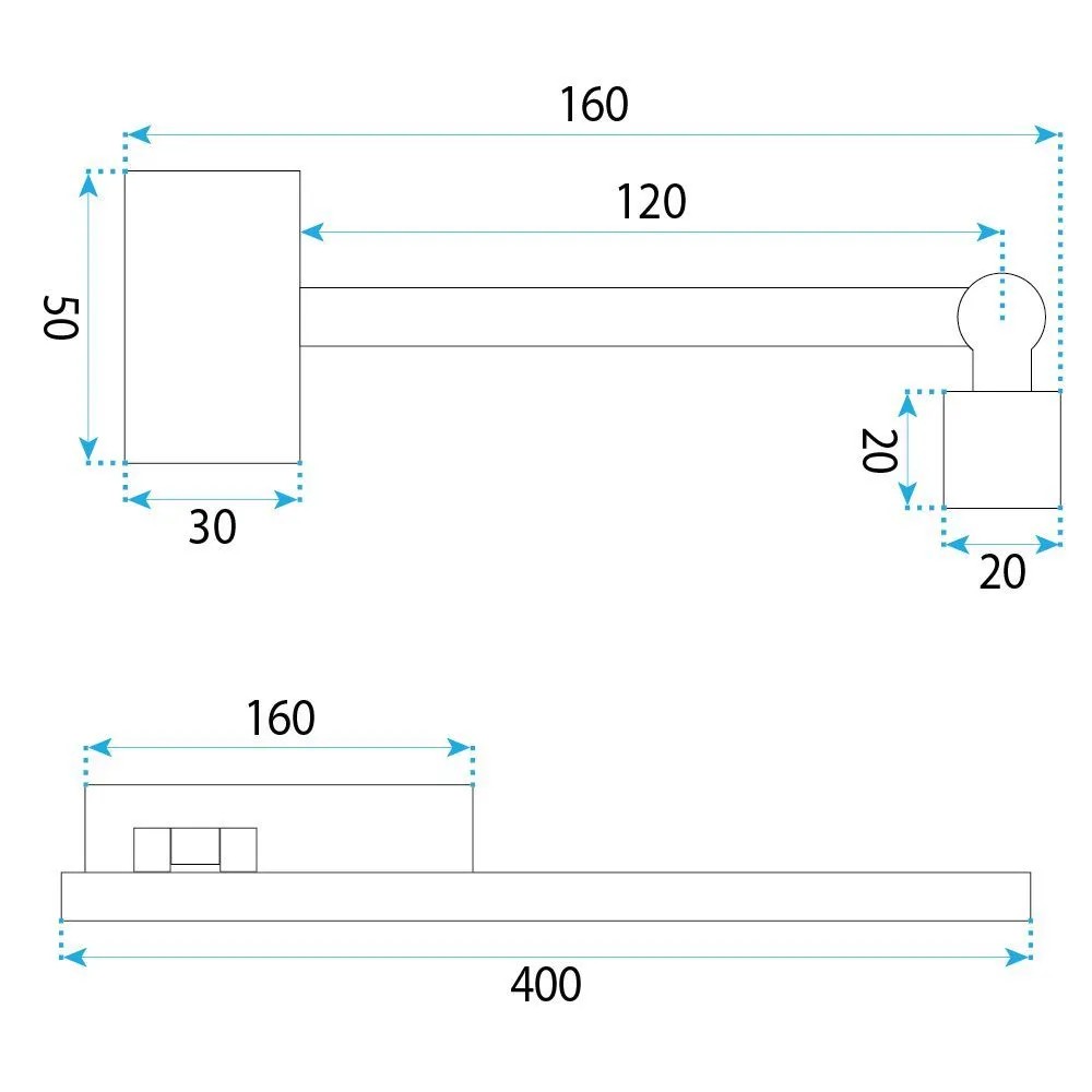Sieninis šviestuvas Toolight Vonios sieninis LED šviestuvas SWE034-1W 40cm Juodas aprašymas - Prekės nuotrauka