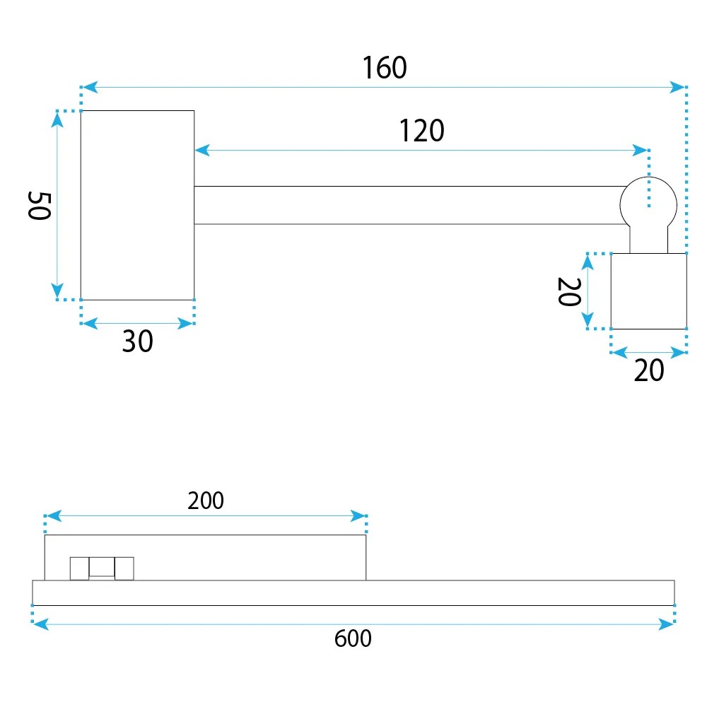 Sieninis šviestuvas Toolight Vonios sieninis LED šviestuvas SWE035-1W 60cm Juodas aprašymas - Prekės nuotrauka