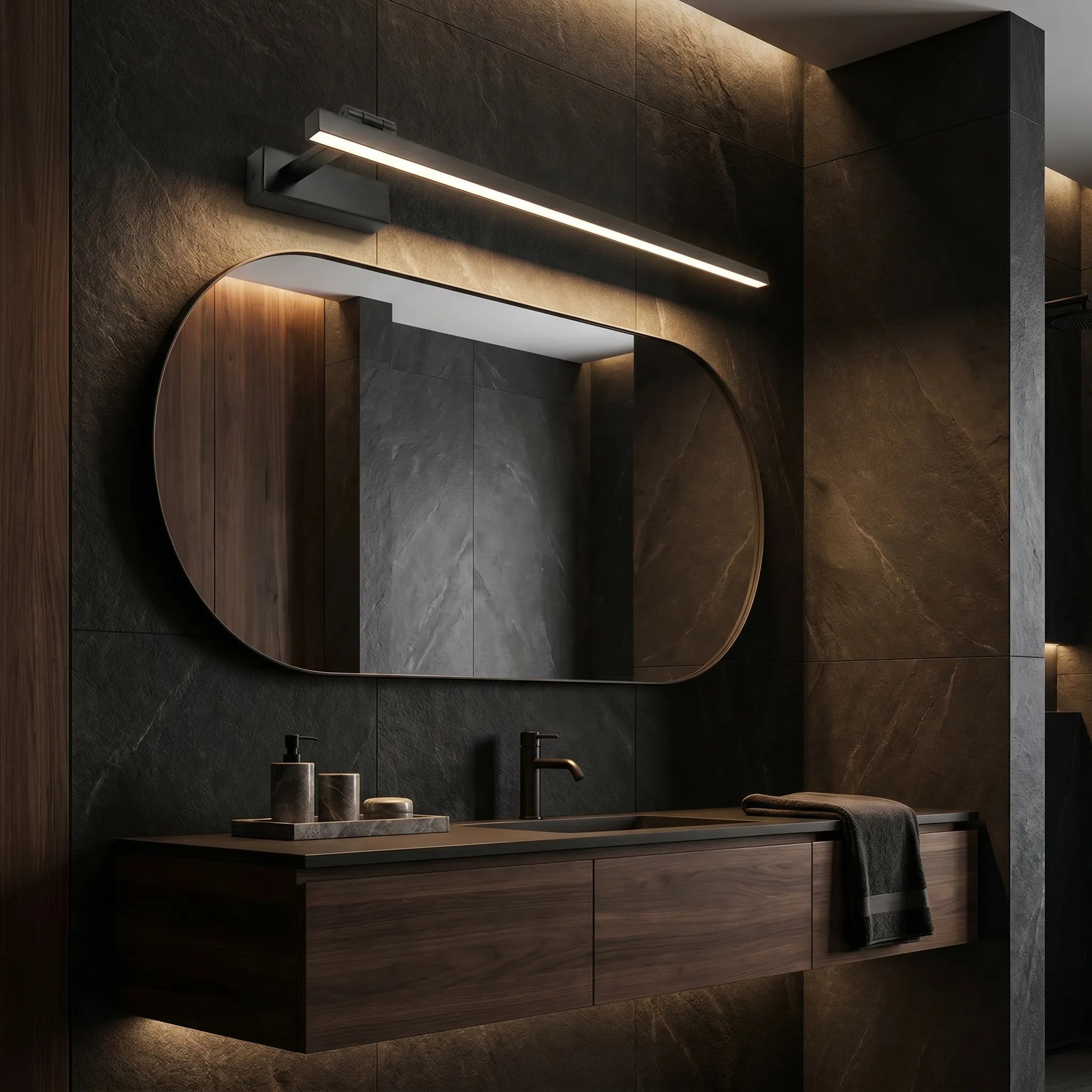 Sieninis šviestuvas Toolight Vonios sieninis LED šviestuvas SWE036-1W 80cm Juodas aprašymas - Prekės nuotrauka