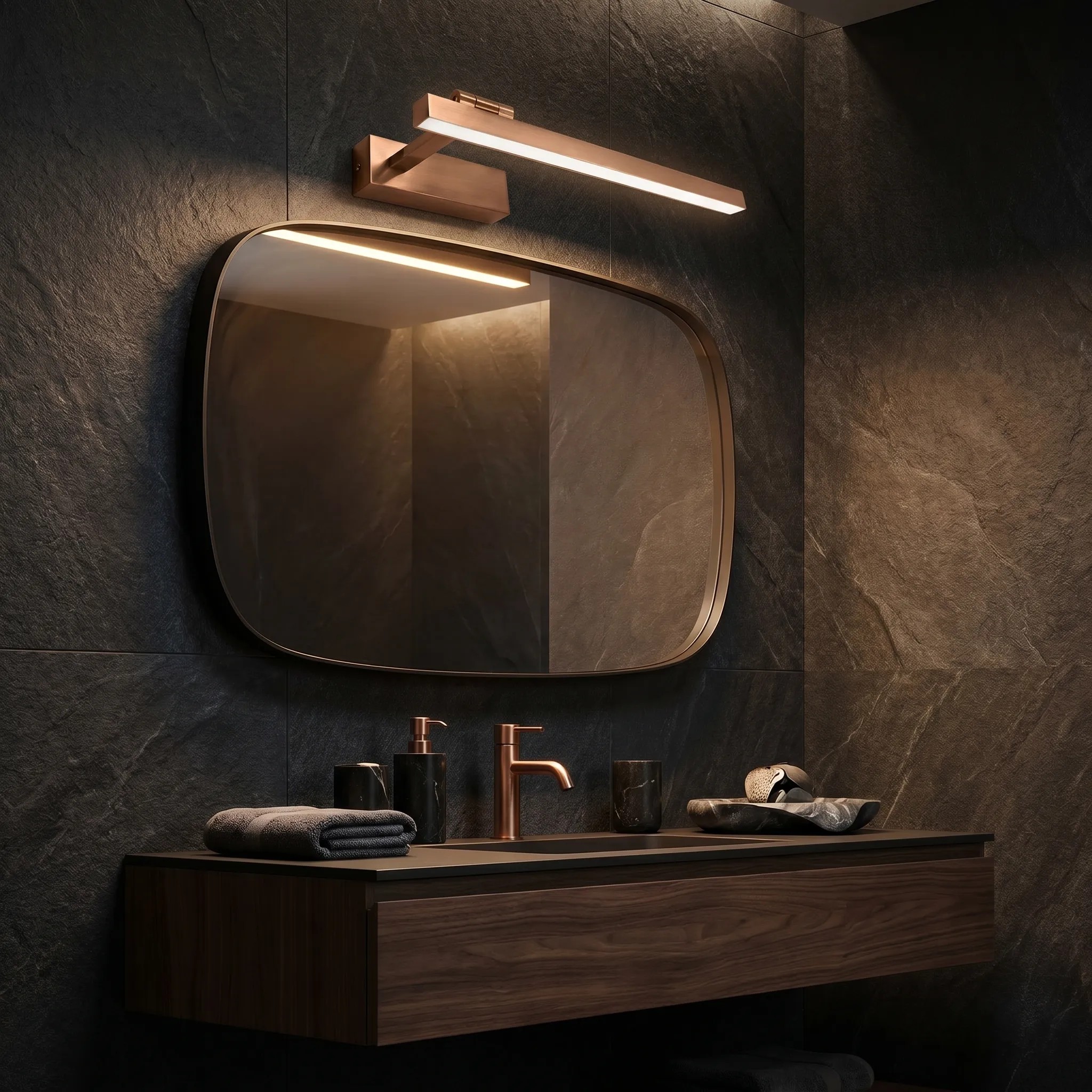 Sieninis šviestuvas Toolight Vonios sieninis LED šviestuvas SWE037-1W 40cm BRUSH COPPER aprašymas - Prekės nuotrauka
