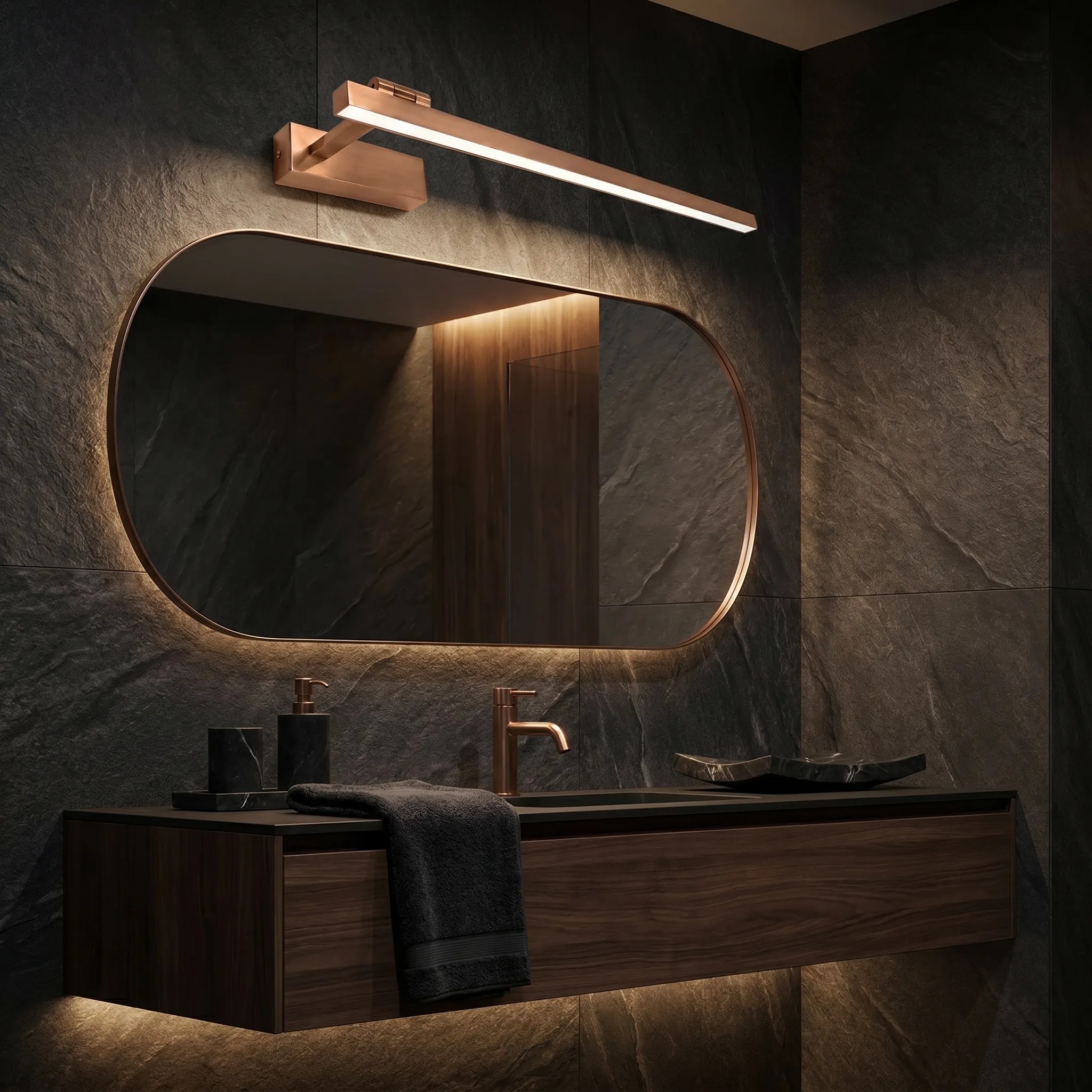 Sieninis šviestuvas Toolight Vonios sieninis LED šviestuvas SWE038-1W 60cm BRUSH COPPER aprašymas - Prekės nuotrauka