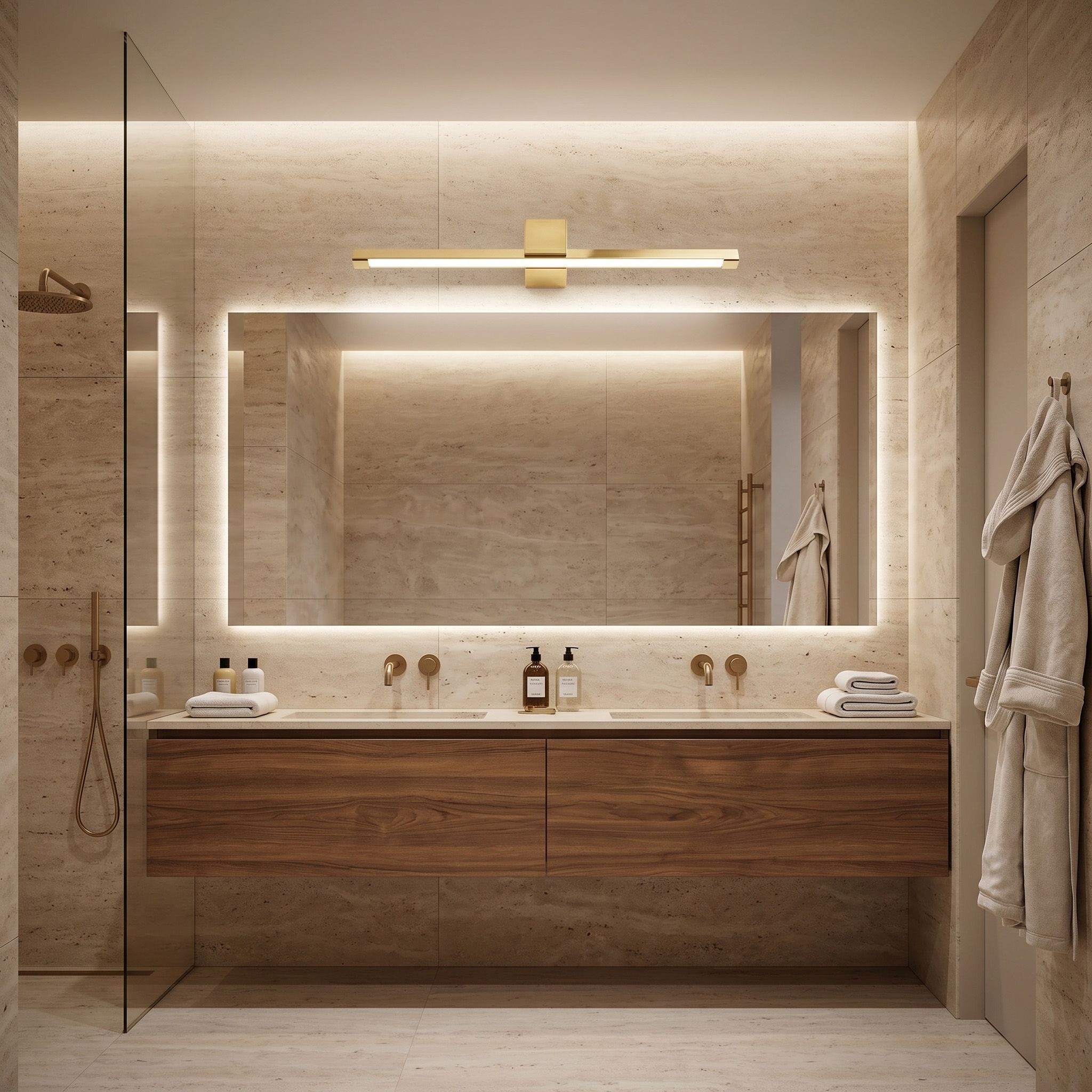 Sieninis šviestuvas Toolight Vonios sieninis LED šviestuvas SWE044-1W 60cm GOLD aprašymas - Prekės nuotrauka