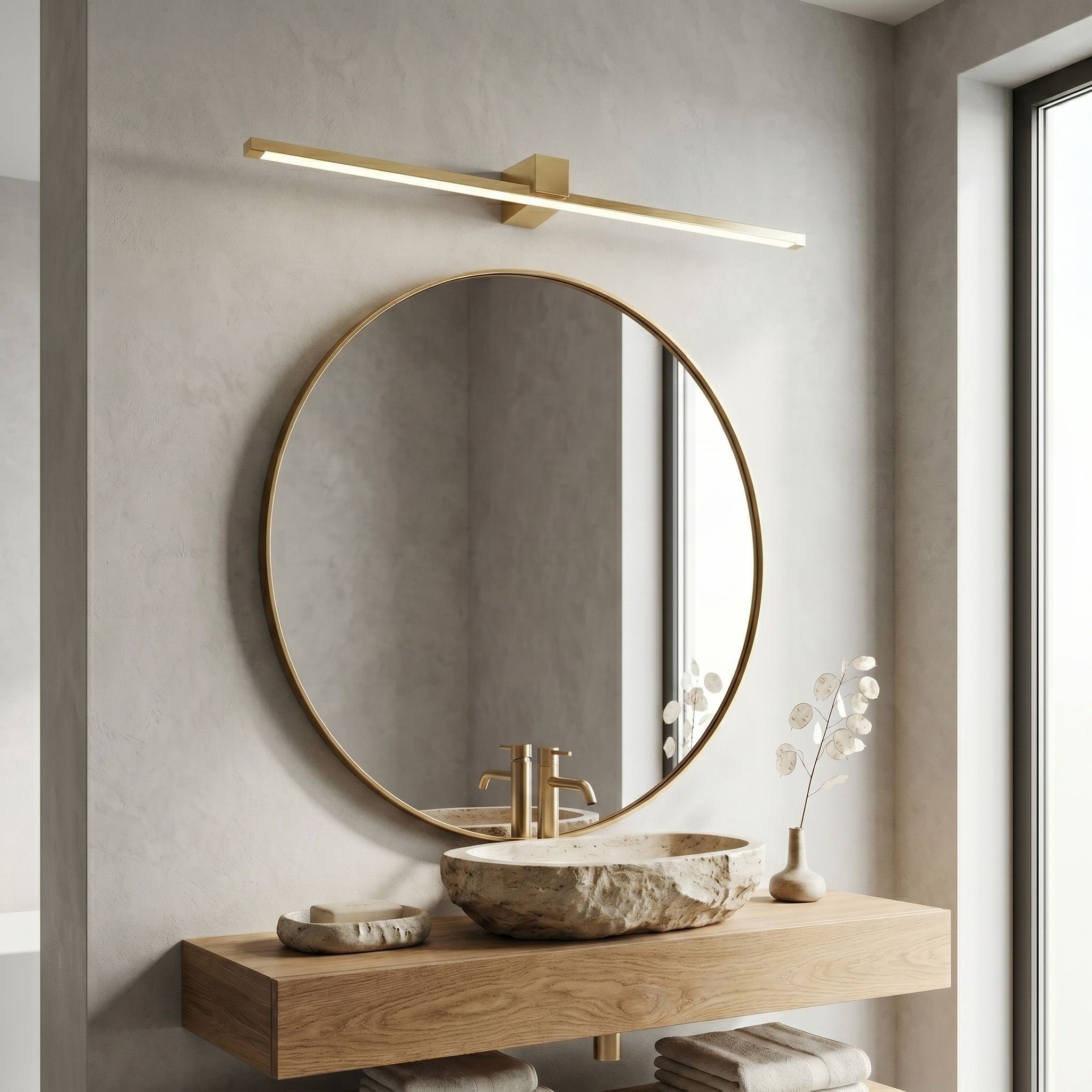 Sieninis šviestuvas Toolight Vonios sieninis LED šviestuvas SWE045-1W 80 cm GOLD aprašymas - Prekės nuotrauka