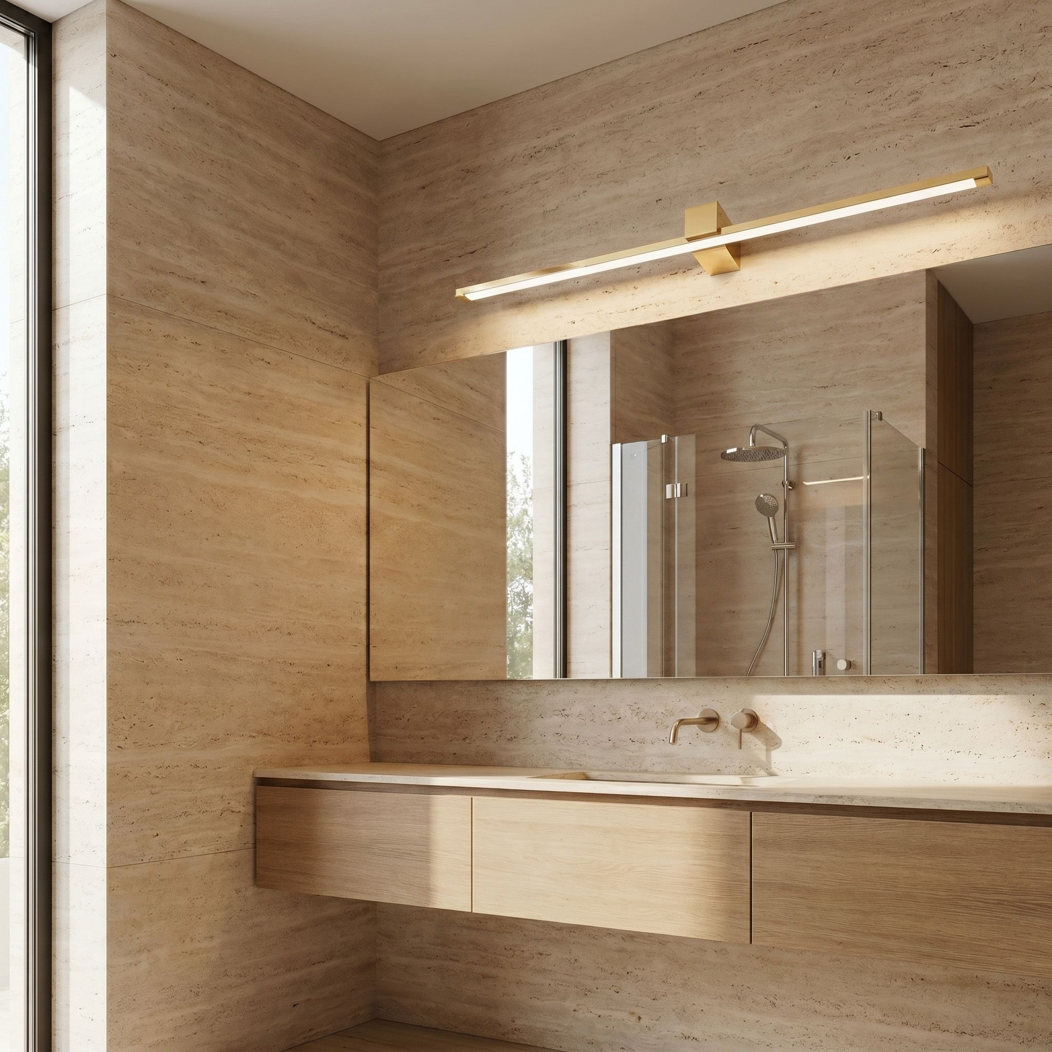 Sieninis šviestuvas Toolight Vonios sieninis LED šviestuvas SWE045-1W 80 cm GOLD aprašymas - Prekės nuotrauka