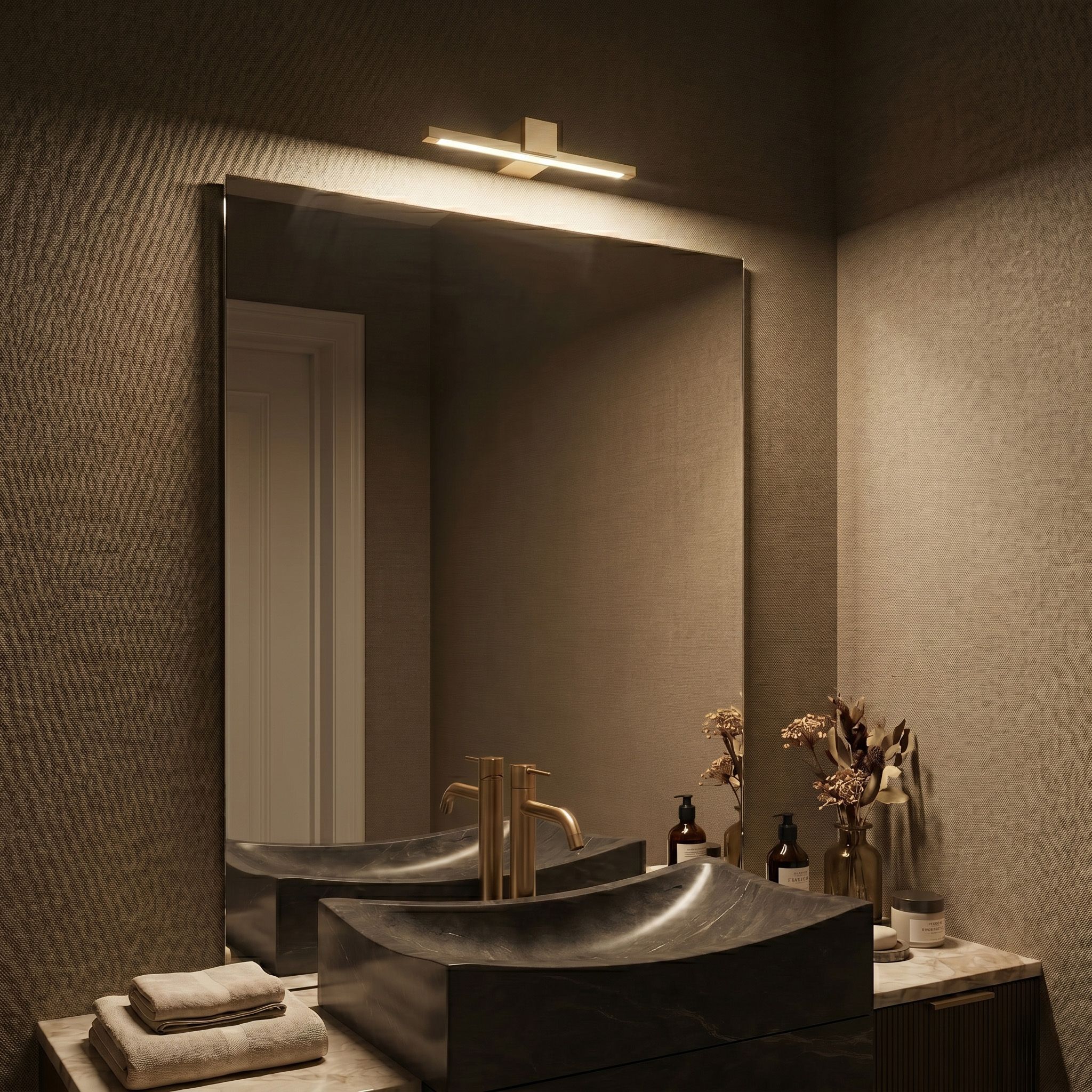 Sieninis šviestuvas Toolight Vonios sieninis LED šviestuvas SWE046-1W 40cm GOLD BRUSH aprašymas - Prekės nuotrauka