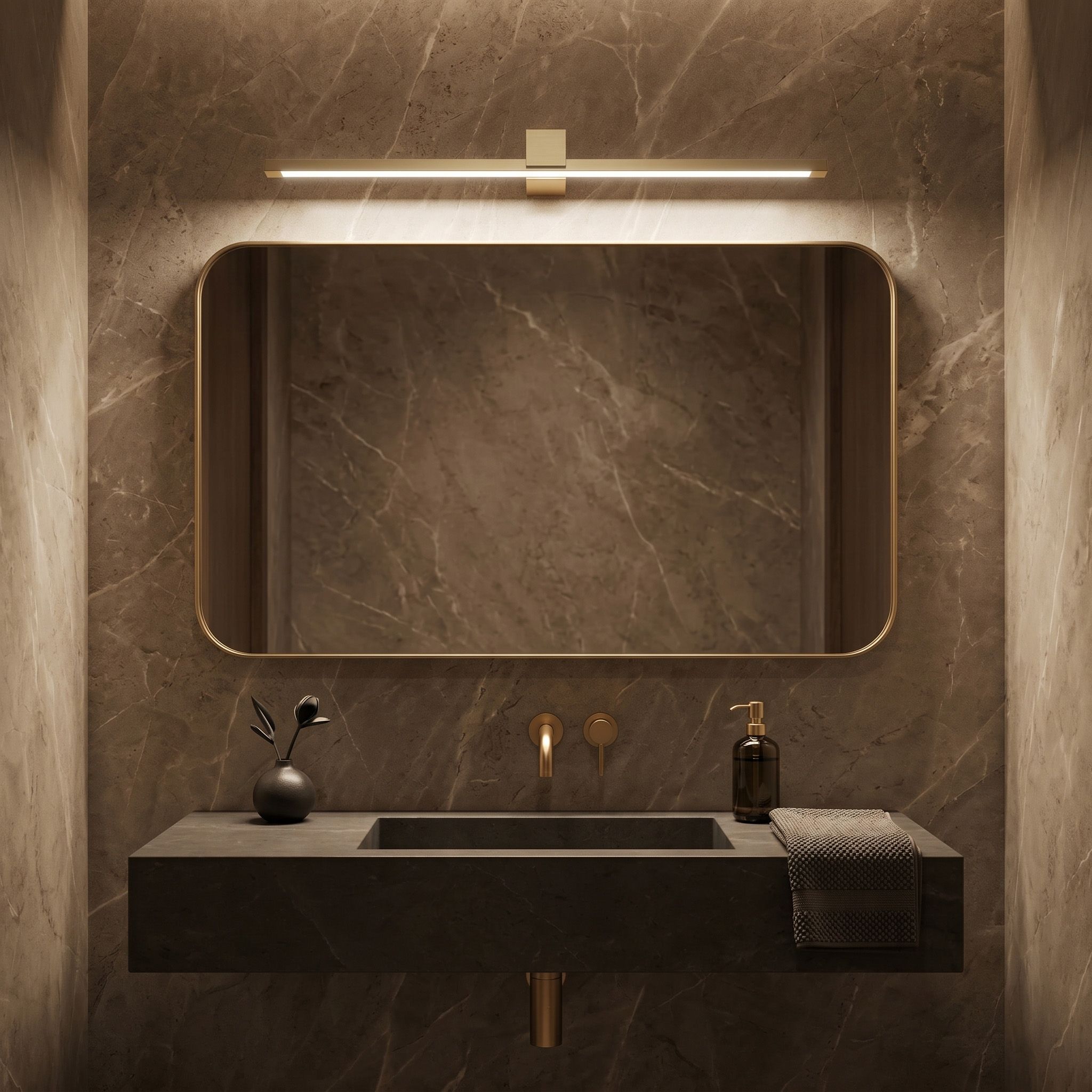 Sieninis šviestuvas Toolight Vonios sieninis LED šviestuvas SWE048-1W 80cm GOLD BRUSH aprašymas - Prekės nuotrauka