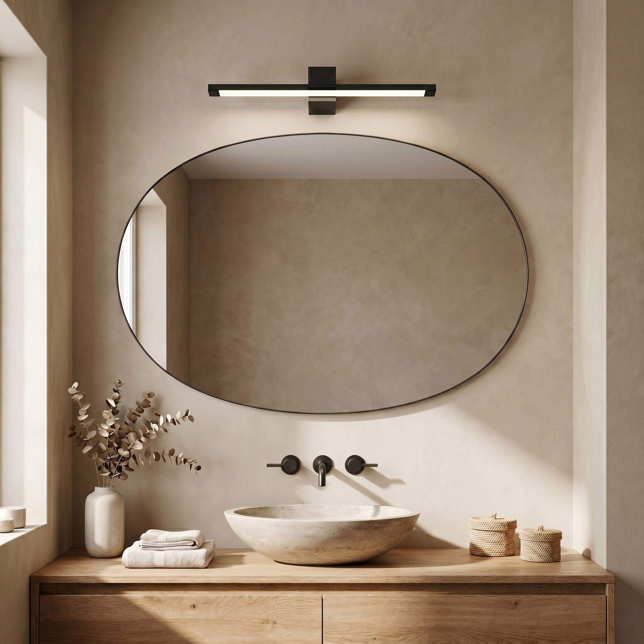 Sieninis šviestuvas Toolight Vonios sieninis LED šviestuvas SWE050-1W 60 cm Juodas aprašymas - Prekės nuotrauka
